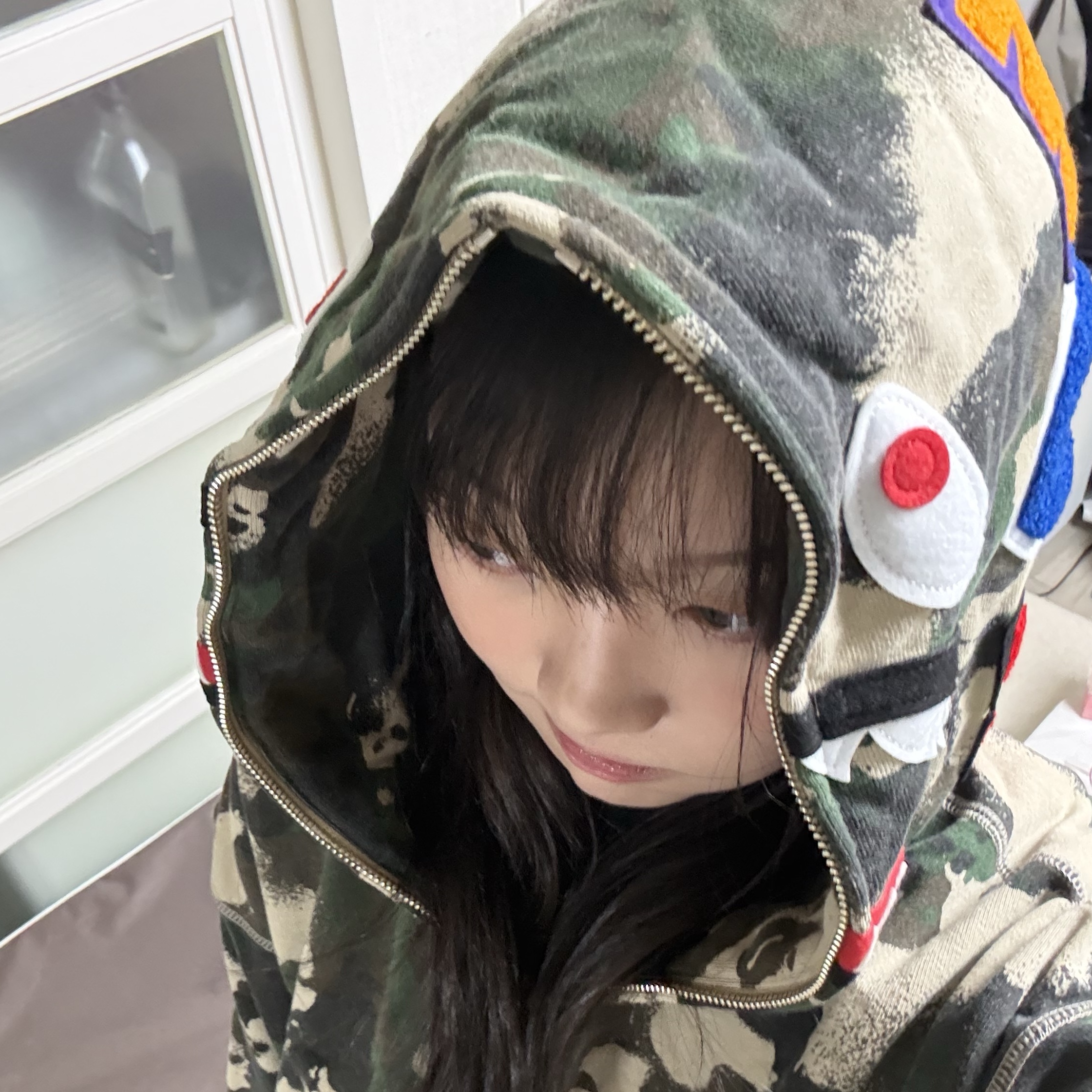 BAPE Map Camo Shark Relaxed Fit Full Zip Hoodie Green 착용 스타일