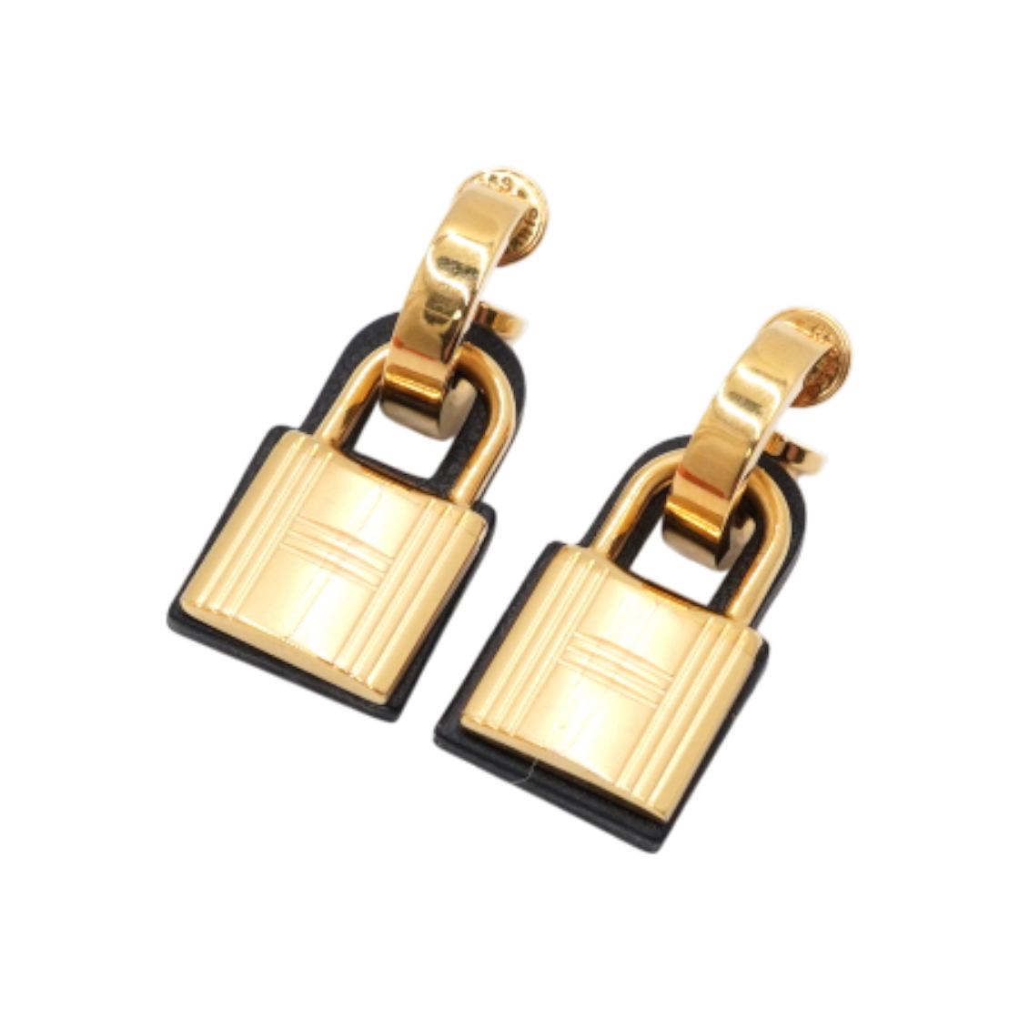 에르메스 금장 오켈리 자물쇠 블랙 참 여성 이어링 aa59453(Hermes Gold Lock Okelly Black Charm Earrings)