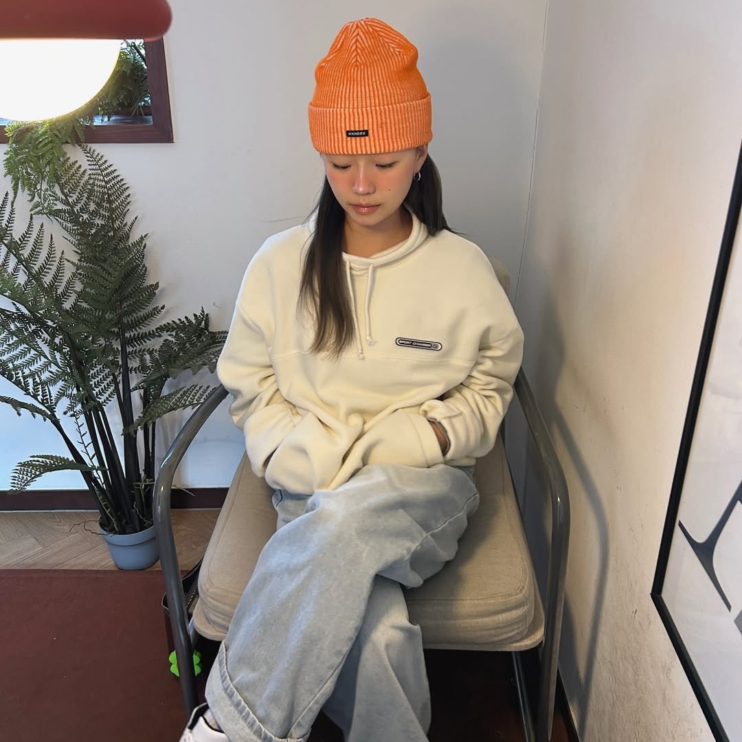 SPORT CHAMBER Grid Fleece Ivory 착용 스타일 - 2