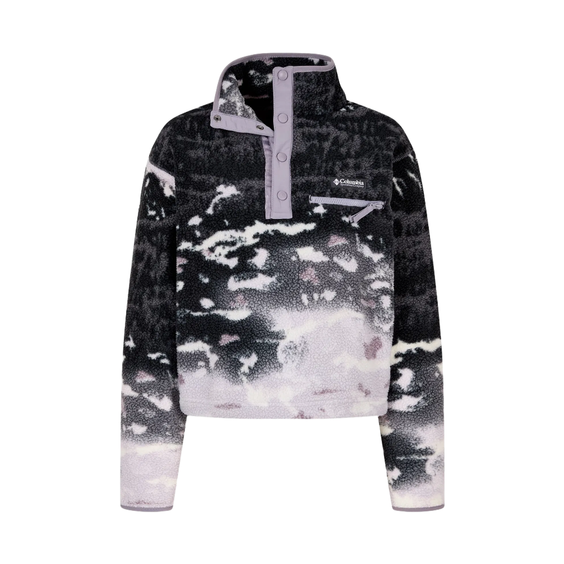 C64AR5760554 (W) Columbia Helvetia II Printed Half Snap Fleece Pullover Shale Purple