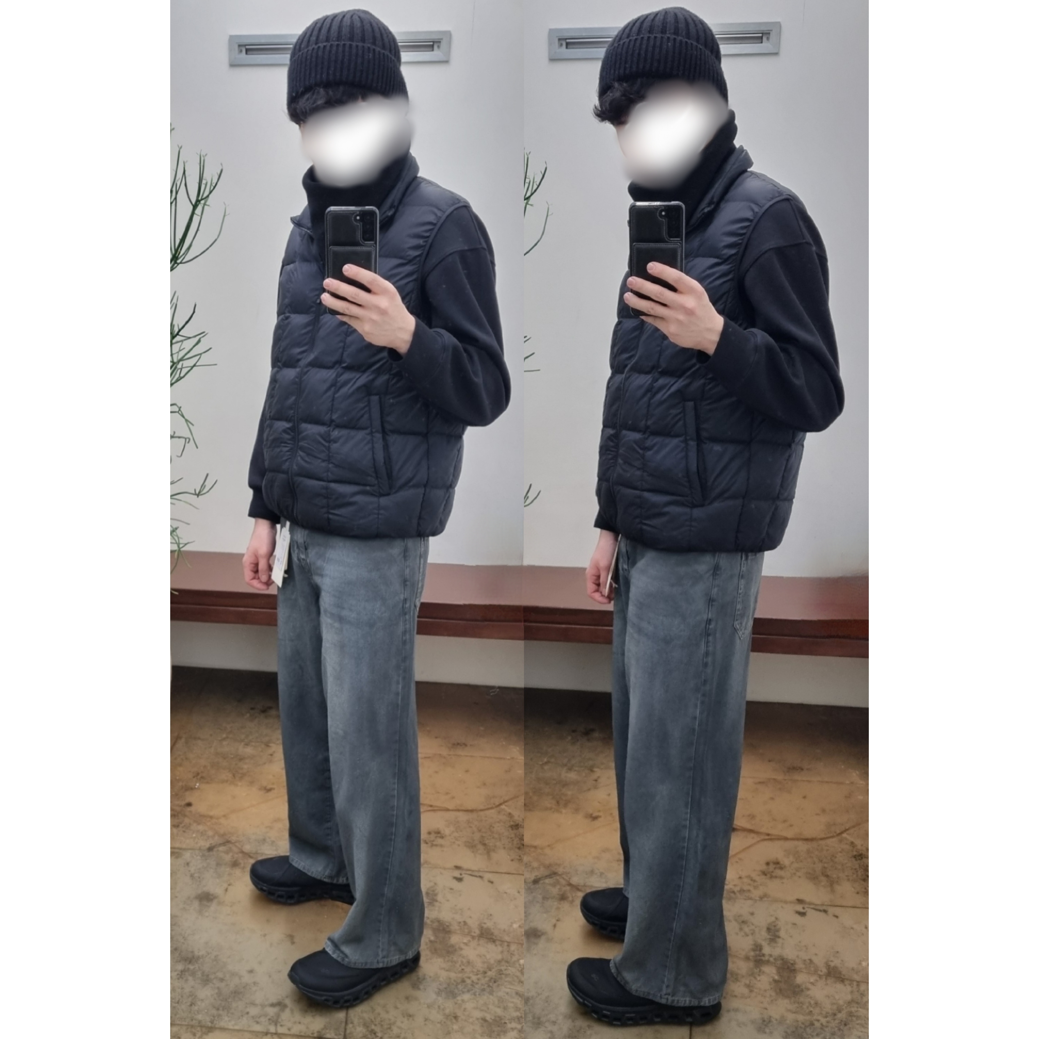 Polyteru Coated Gosima Denim Pants Blue, On Running x Post Archive Faction (Paf) Cloudmonster 2 Black Magnet 착용 스타일 - 1