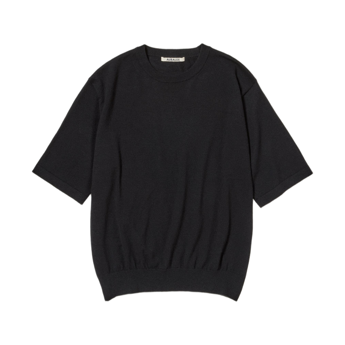 A26ST03CT Auralee Cashmere Hard Twist Knit T-Shirt Black - 26SS