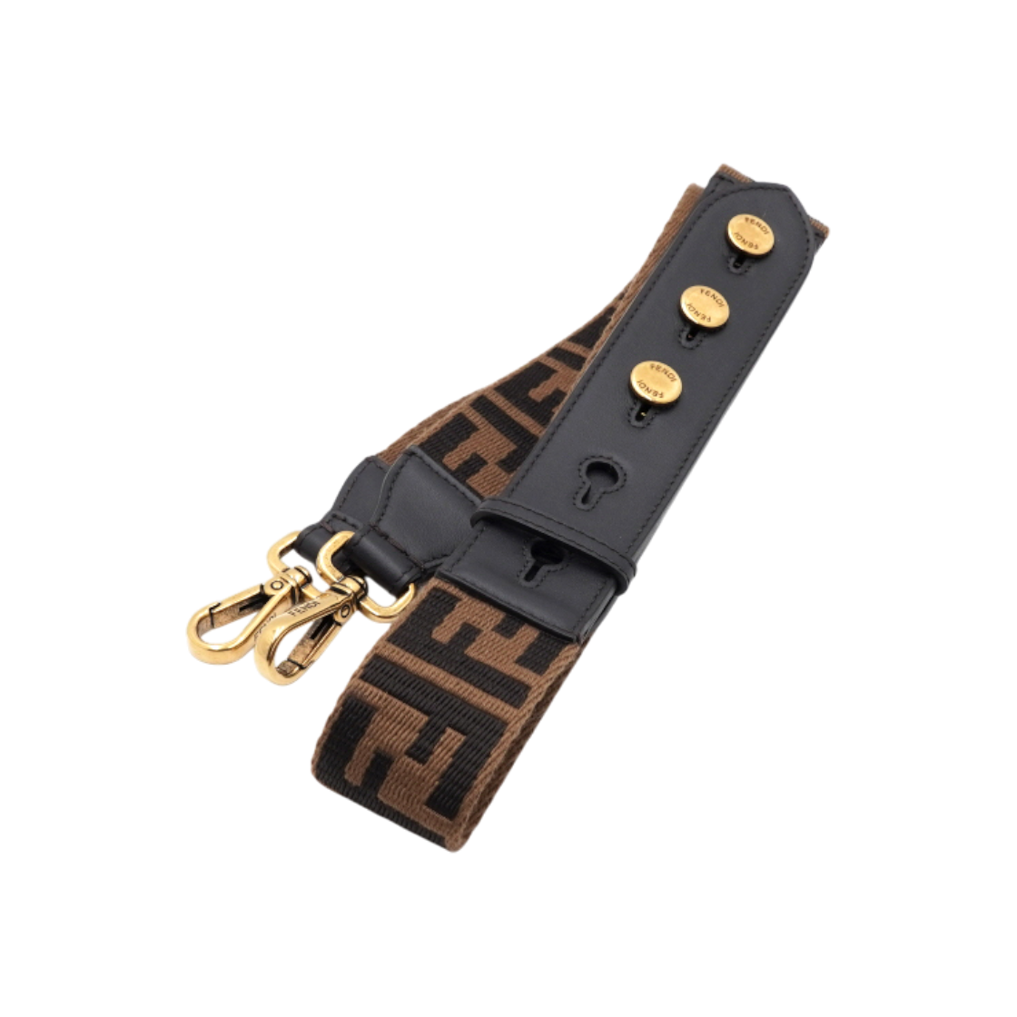 ITQGQOLCQH6D Fendi FF Logo Double Clip Brown Fabric Shoulder Bag