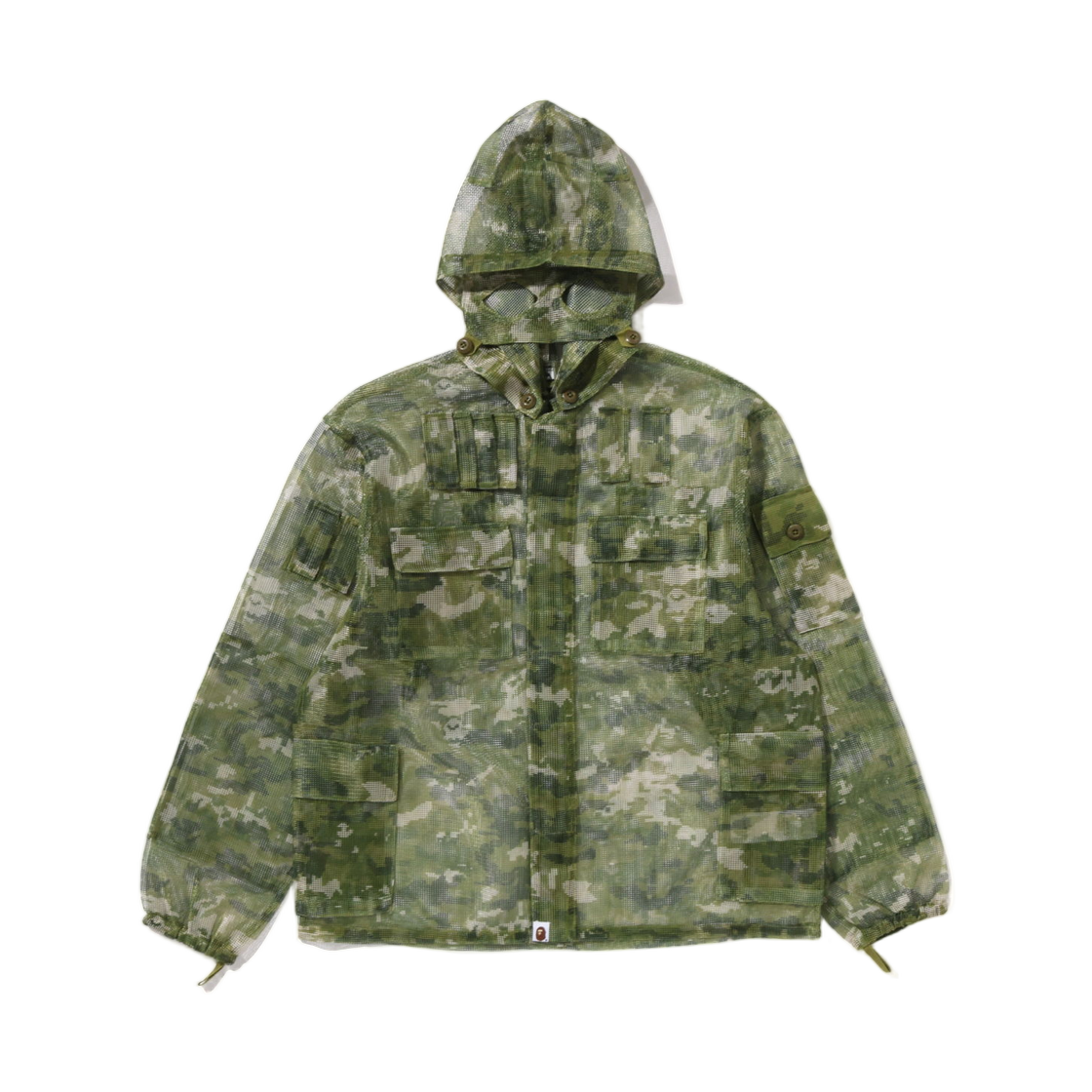 베이프 멀티 픽셀 카모 마스크 후드 셔츠 자켓 그린(BAPE Multi Pixel Camo Mask Hooded Shirt Jacket Green)