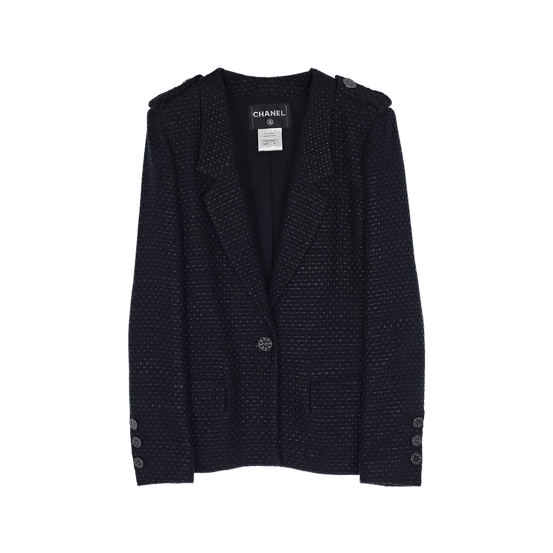 ITDBTVL3DDSI Chanel Tweed Jacket 36 Black (2ET0890)
