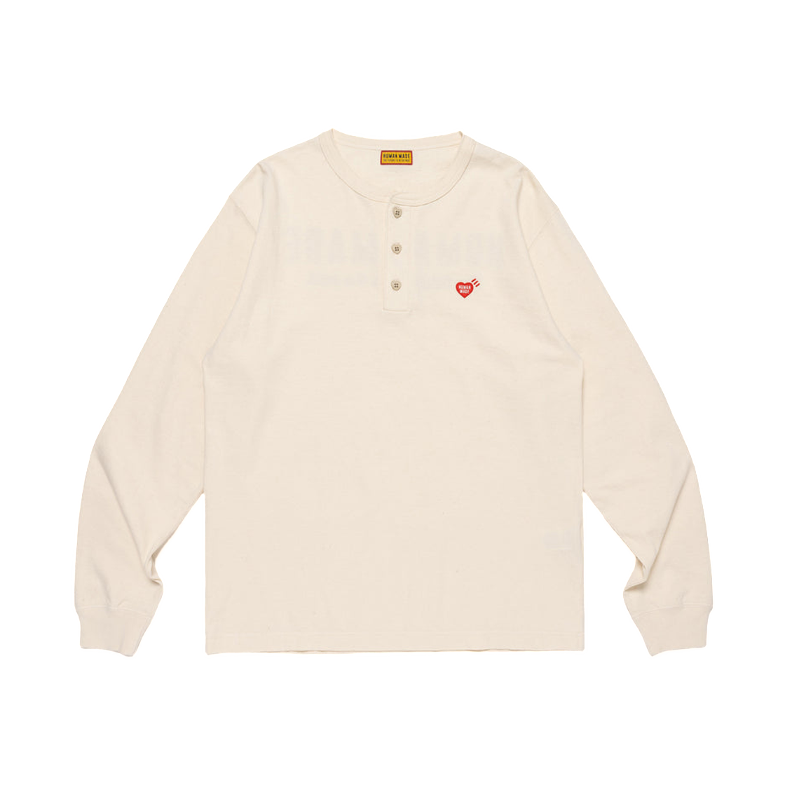 HM30CS021 Human Made Henley Neck L/S T-Shirt White