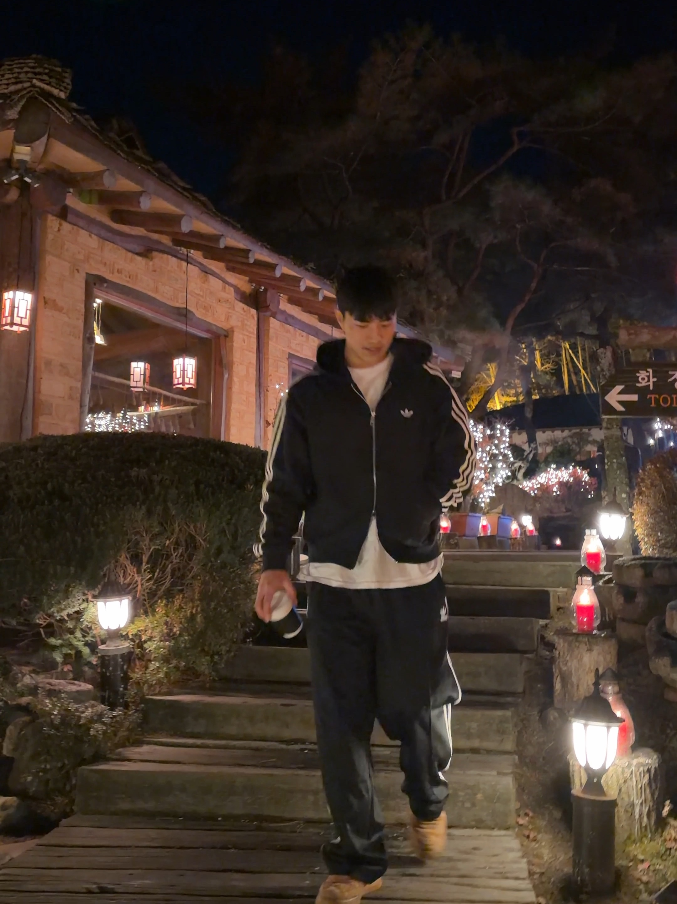 Adidas 3-Stripes Full-Zip Hoodie Black Cream White - KR Sizing 착용 스타일