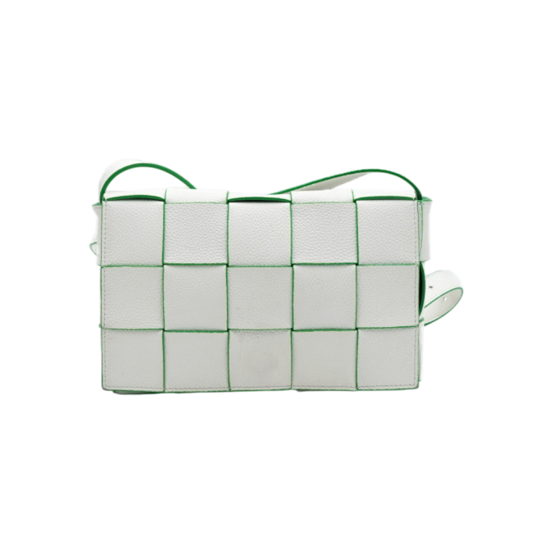 ITF7FPNWEBG2 Bottega Veneta 578004 White Parquet Two-Tone Intrecciato Cassette Unisex Shoulder and Crossbody Bag