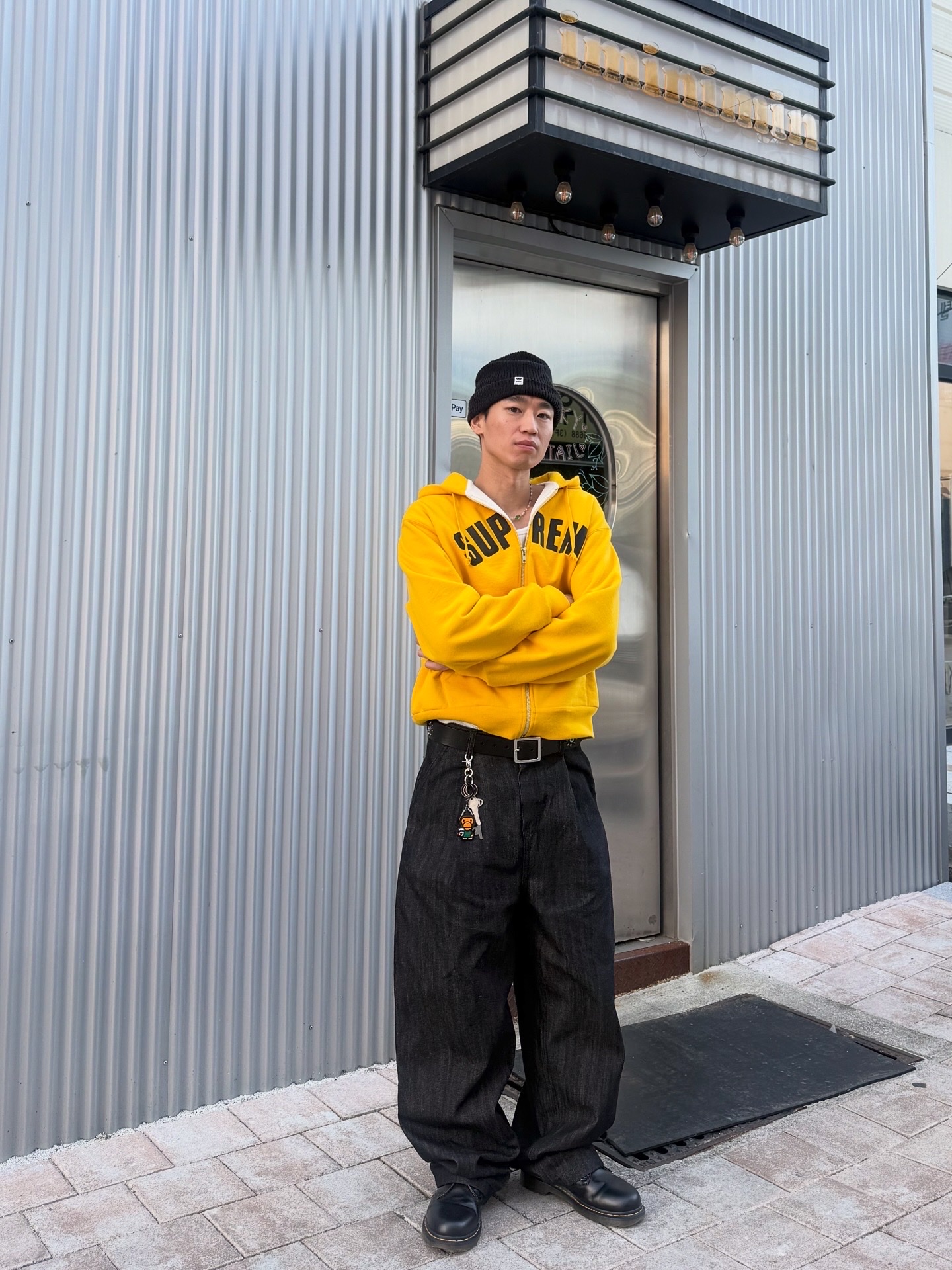 Supreme Arc Thermal Lined Zip Up Hooded Sweatshirt Bright Gold - 25FW, Dr. Martens 1461 Smooth Black 착용 스타일 - 5