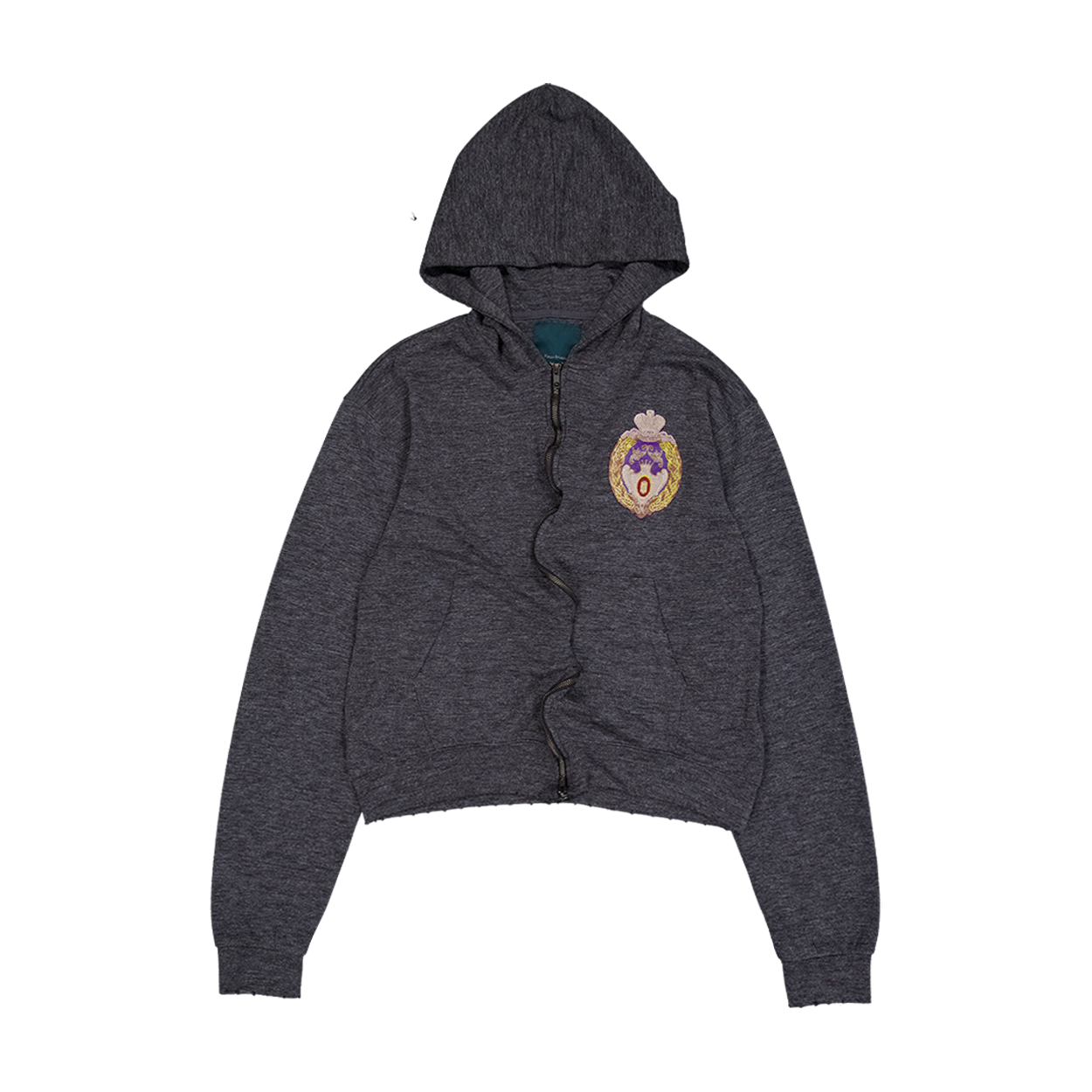 25FWUVFPHDM Undermycar 25FW Fallen Royal Patch Waving Zipped Hoodie Dark Melange