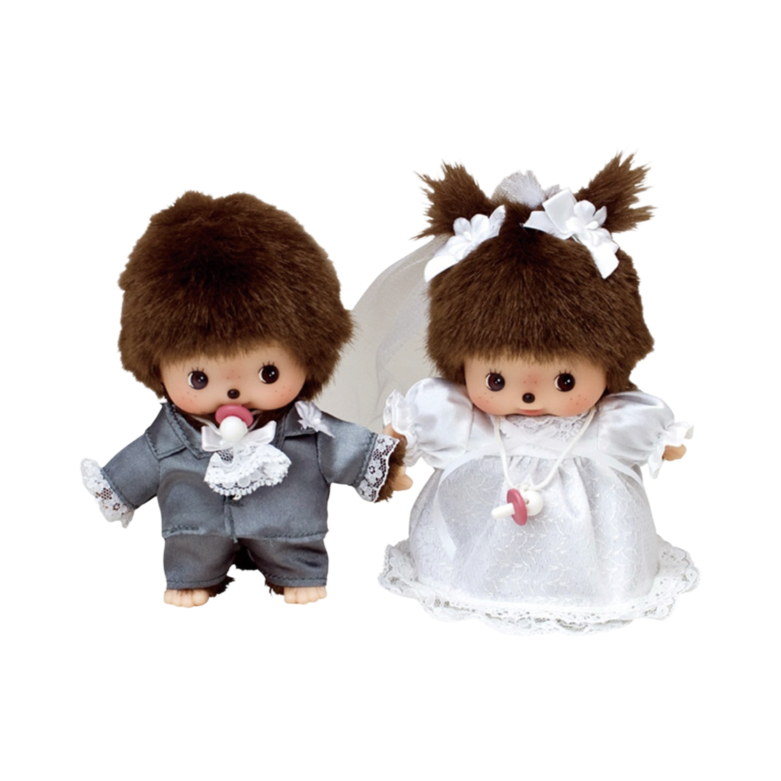 몬치치 베비치치 웨딩 인형 세트 (2개 세트)(Monchhichi Bebichhichi Wedding Doll Set (Set of 2))