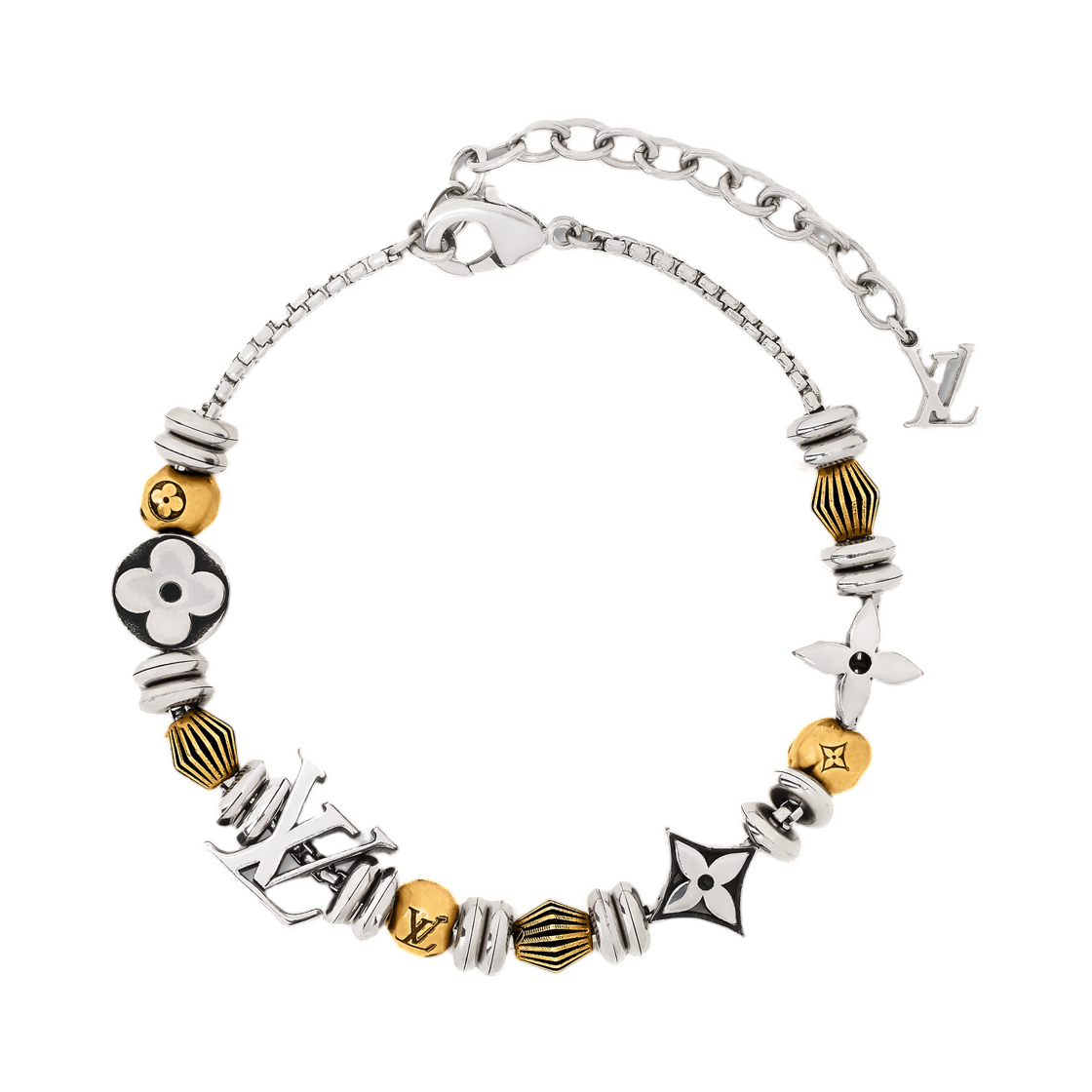 M03645 Louis Vuitton LV Eternal Beads Bracelet Palladium Gold