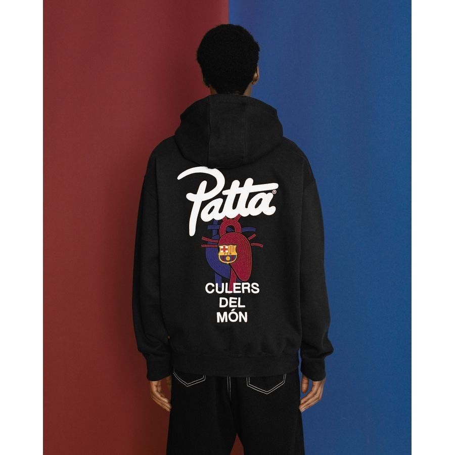 Nike x Patta x FC Barcelona Solo Swoosh Hoodie Culers del Món (FD4147-010) 착용 스타일