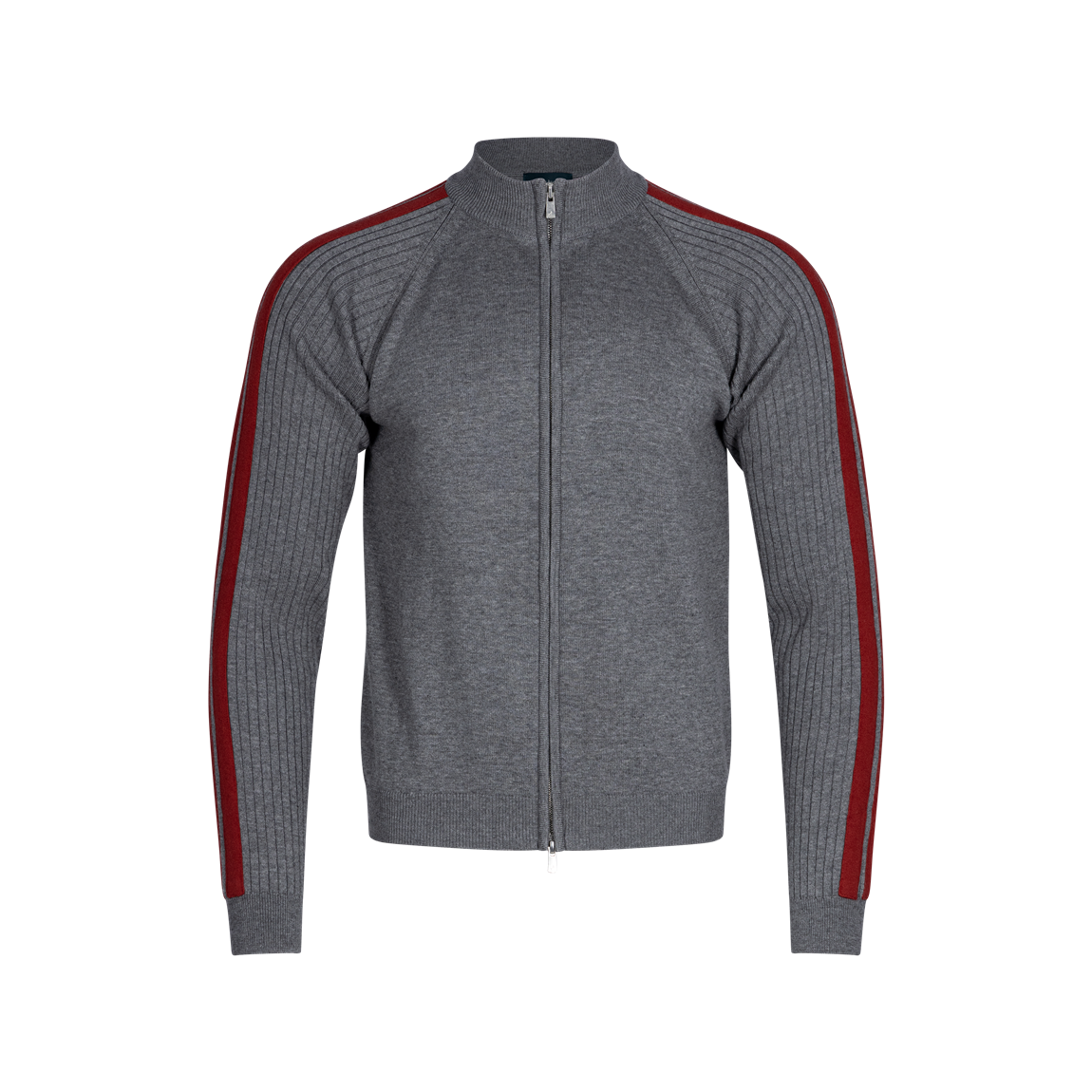 25FWUVDSKGR Undermycar 25FW Double Line Slim Knit Zip-Up Gray/Red