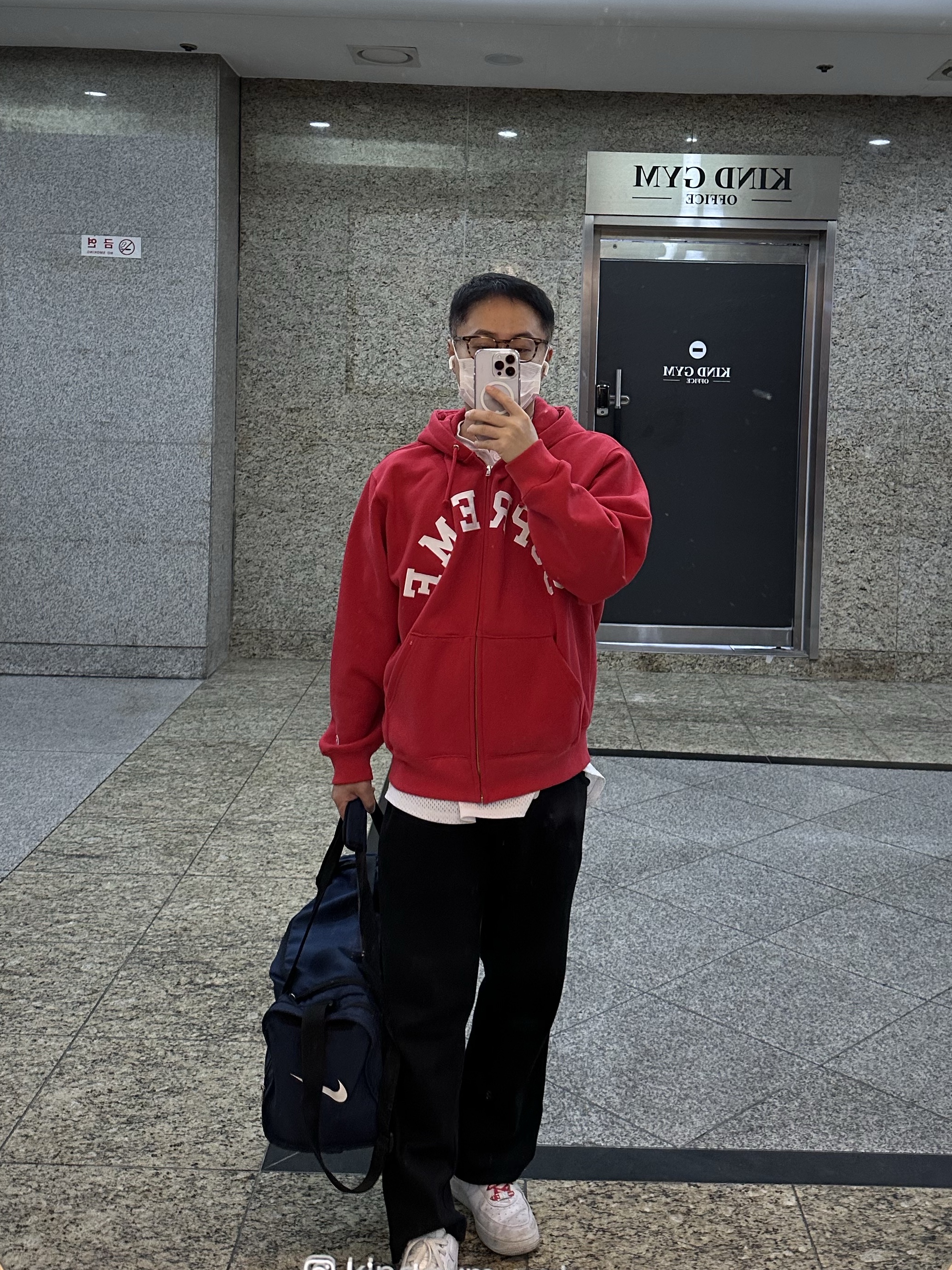 Supreme x Champion Zip Up Hooded Sweatshirt Red - 24SS, Nike x Supreme Air Force 1 Low White 착용 스타일