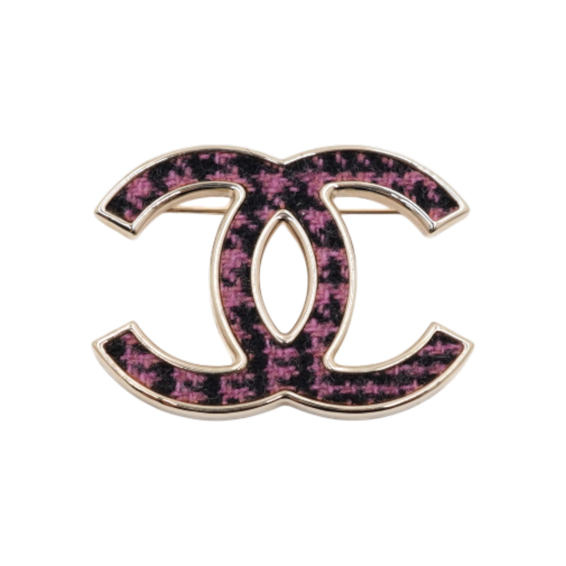 샤넬 AB9482 22시즌 블랙 핑크 트위드 CC로고 브로치 aa59468(Chanel AB9482 22SS Black Pink Tweed CC Logo Brooch) - 1