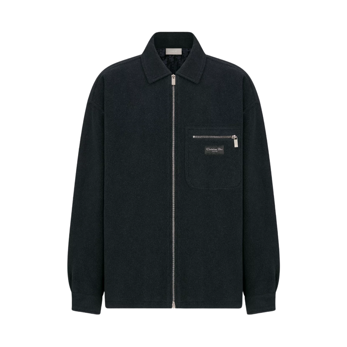 디올 코튼 버진 울 블렌드 플리스 꾸뛰르 지퍼 오버셔츠 네이비 블루(Dior Cotton Virgin Wool Blend Fleece Couture Zipped Overshirt Navy Blue)