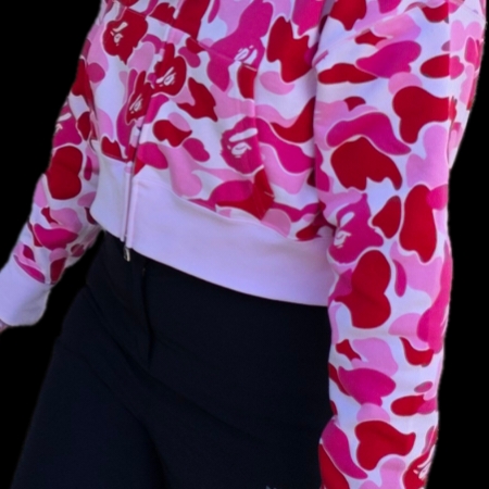 BAPE x Mr. Shark Full Zip Hoodie Blue Multi, (W) BAPE ABC Camo Baby Lisa Cropped Full Zip Hoodie Pink 착용 스타일 - 2