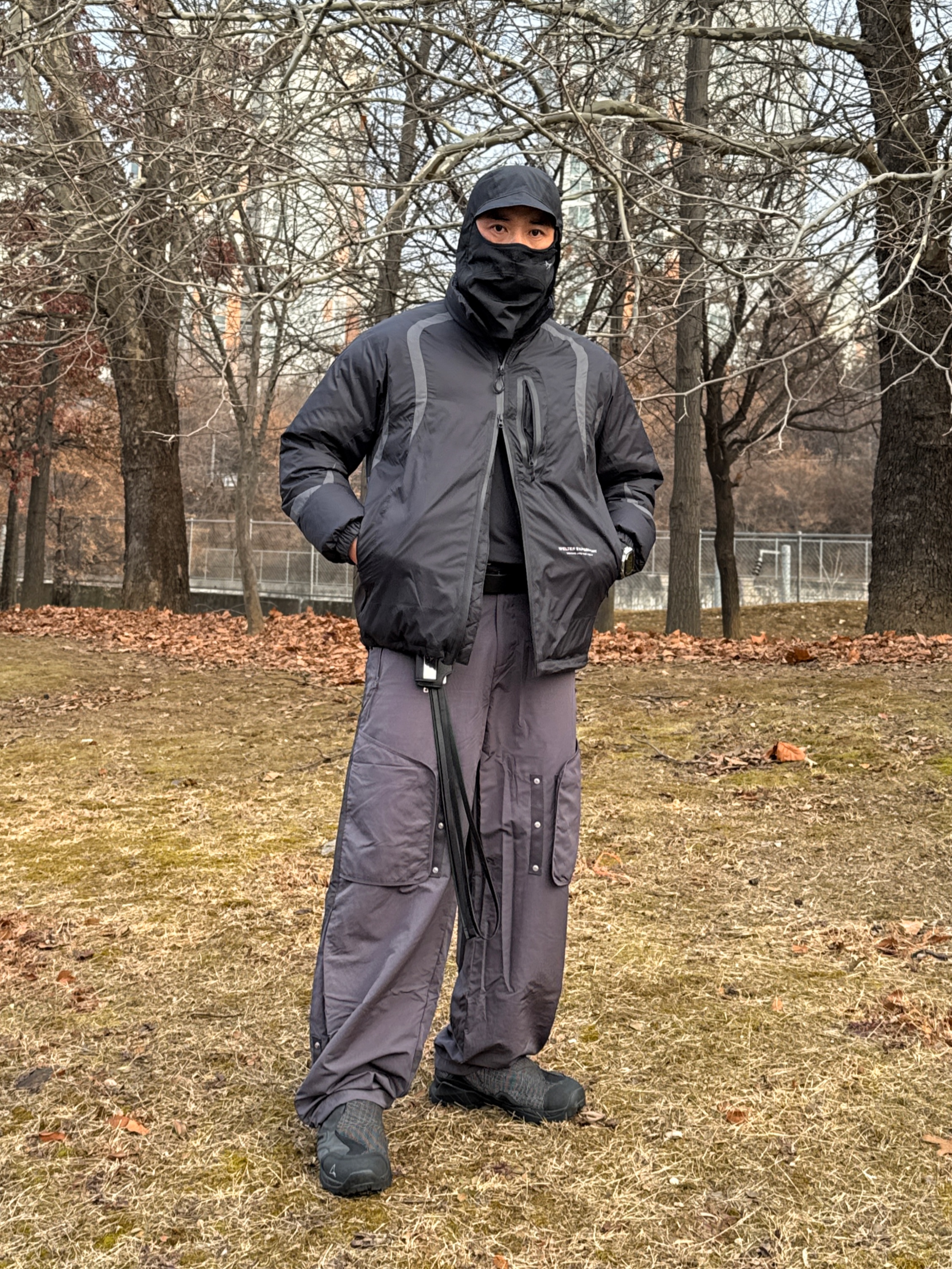 WELTER EXPERIMENT Peaklite Lightweight Pertex Down Jacket Light Gray, Sansan Gear Double Adjust Pants Purple Grey 착용 스타일 - 1
