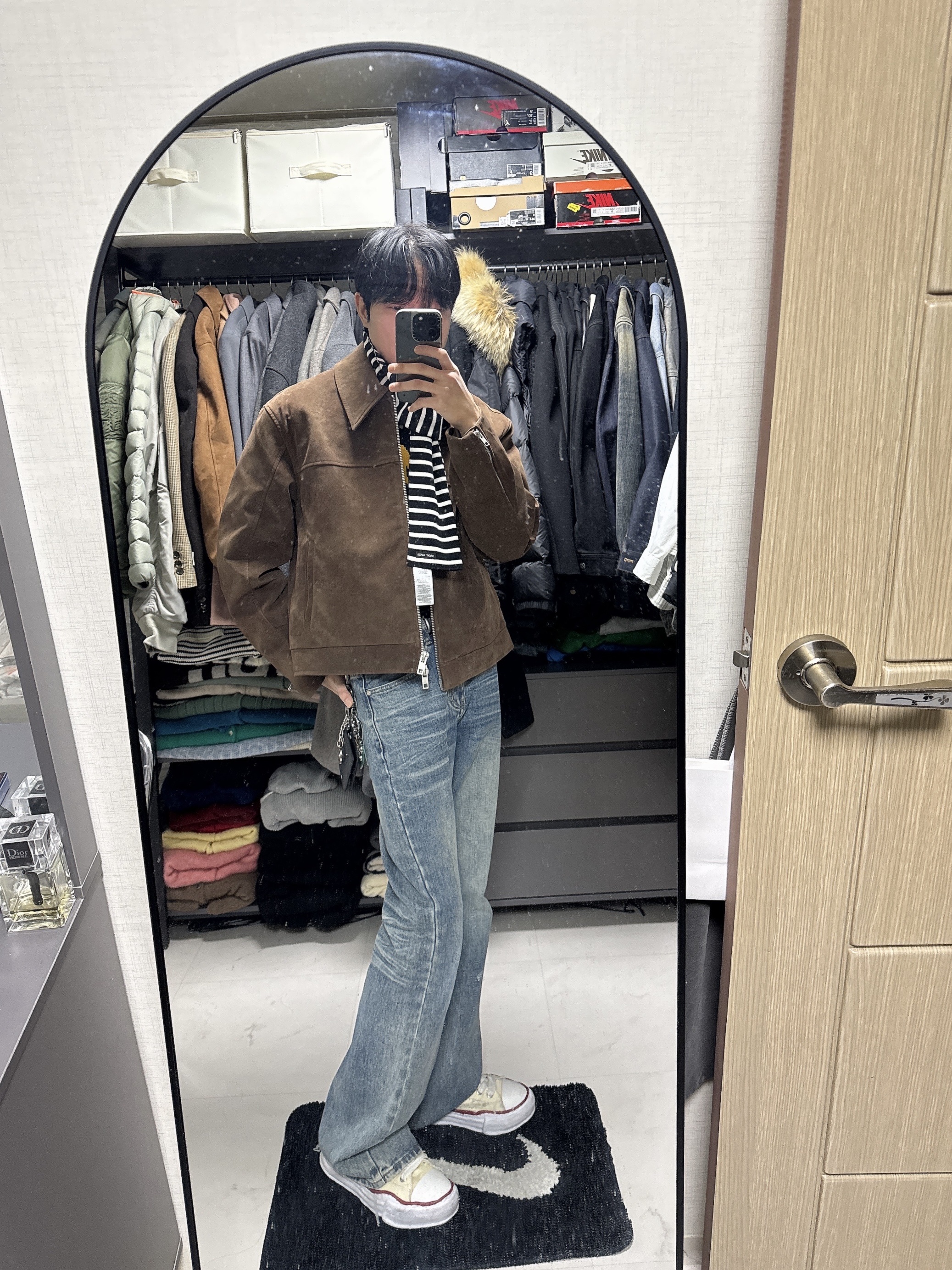 Saint James Duguay R Navy Blanc, Human Made Graphic Sweater Navy 착용 스타일 - 3