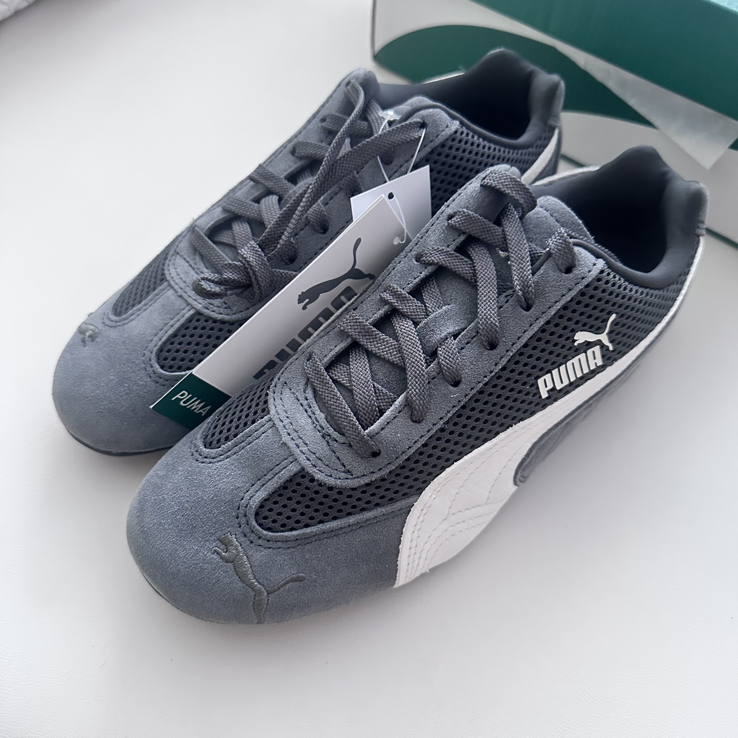 Puma Speedcat Mesh Dusky Gray Warm White 착용 스타일 - 1