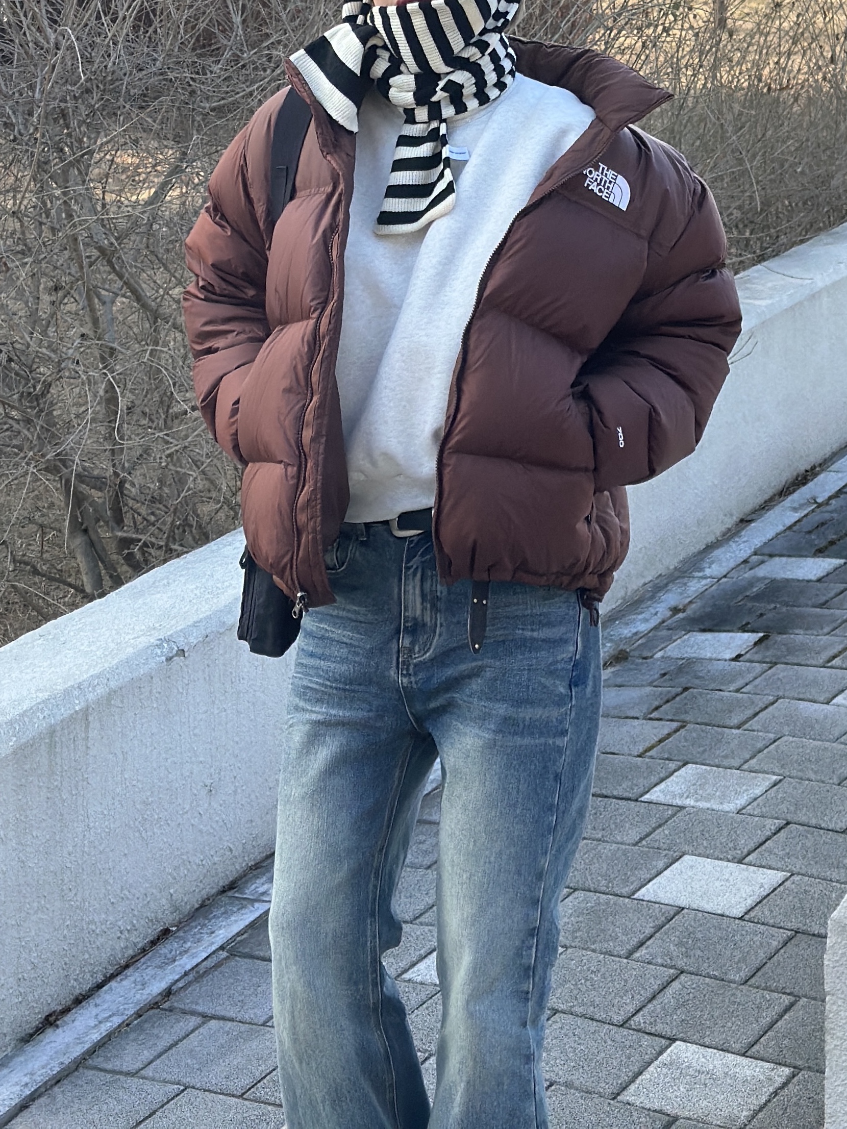 Supreme 2-Tone S Logo 6-Panel Stone - 24SS, The North Face 1996 Retro Nuptse Jacket Dark Oak 착용 스타일 - 3