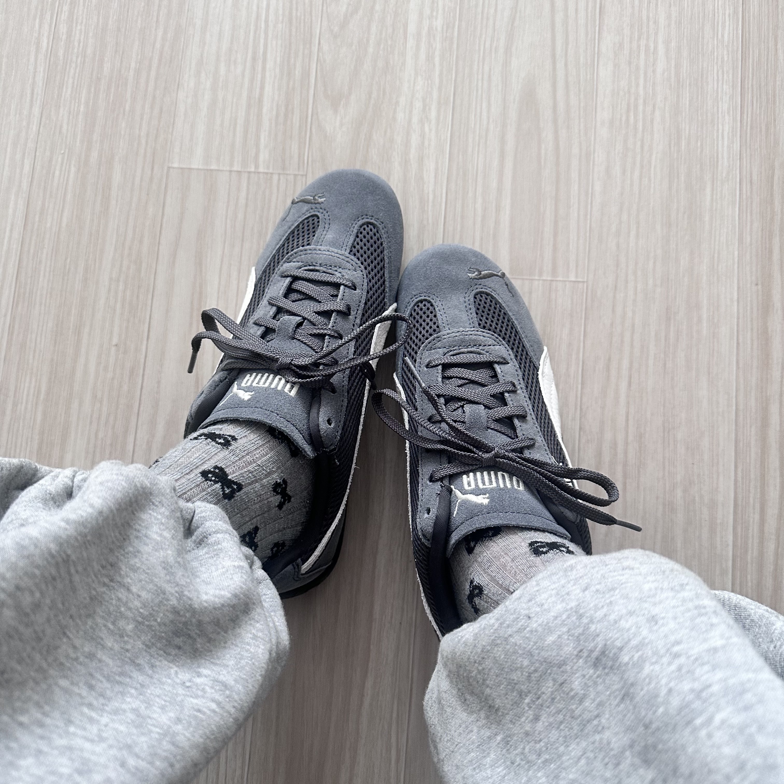 Puma Speedcat Mesh Dusky Gray Warm White 착용 스타일 - 3