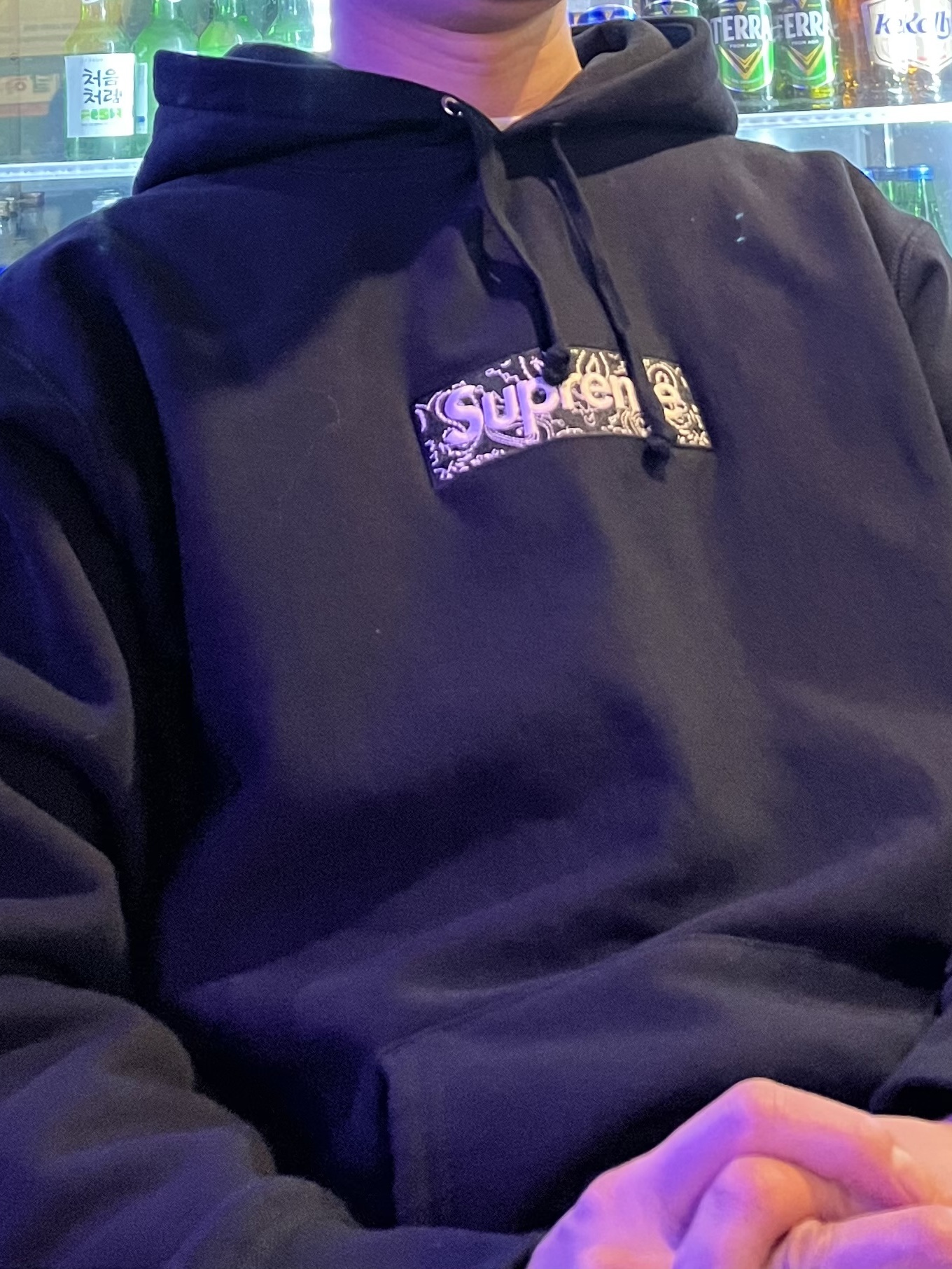 Supreme Bandana Box Logo Hooded Sweatshirt Black - 19FW 착용 스타일 - 2
