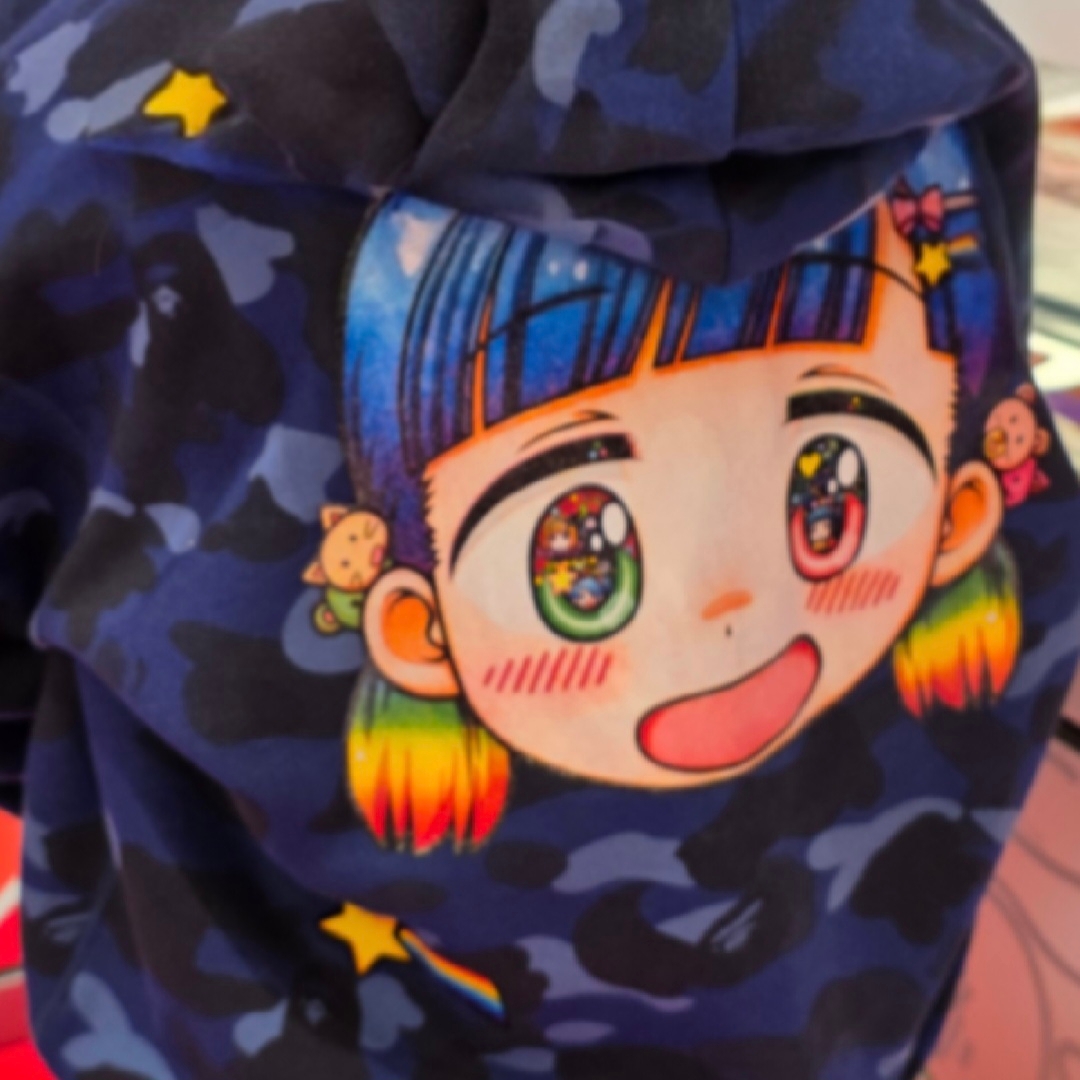 BAPE x Mr. Shark Full Zip Hoodie Blue Multi, (W) BAPE ABC Camo Baby Lisa Cropped Full Zip Hoodie Pink 착용 스타일 - 1
