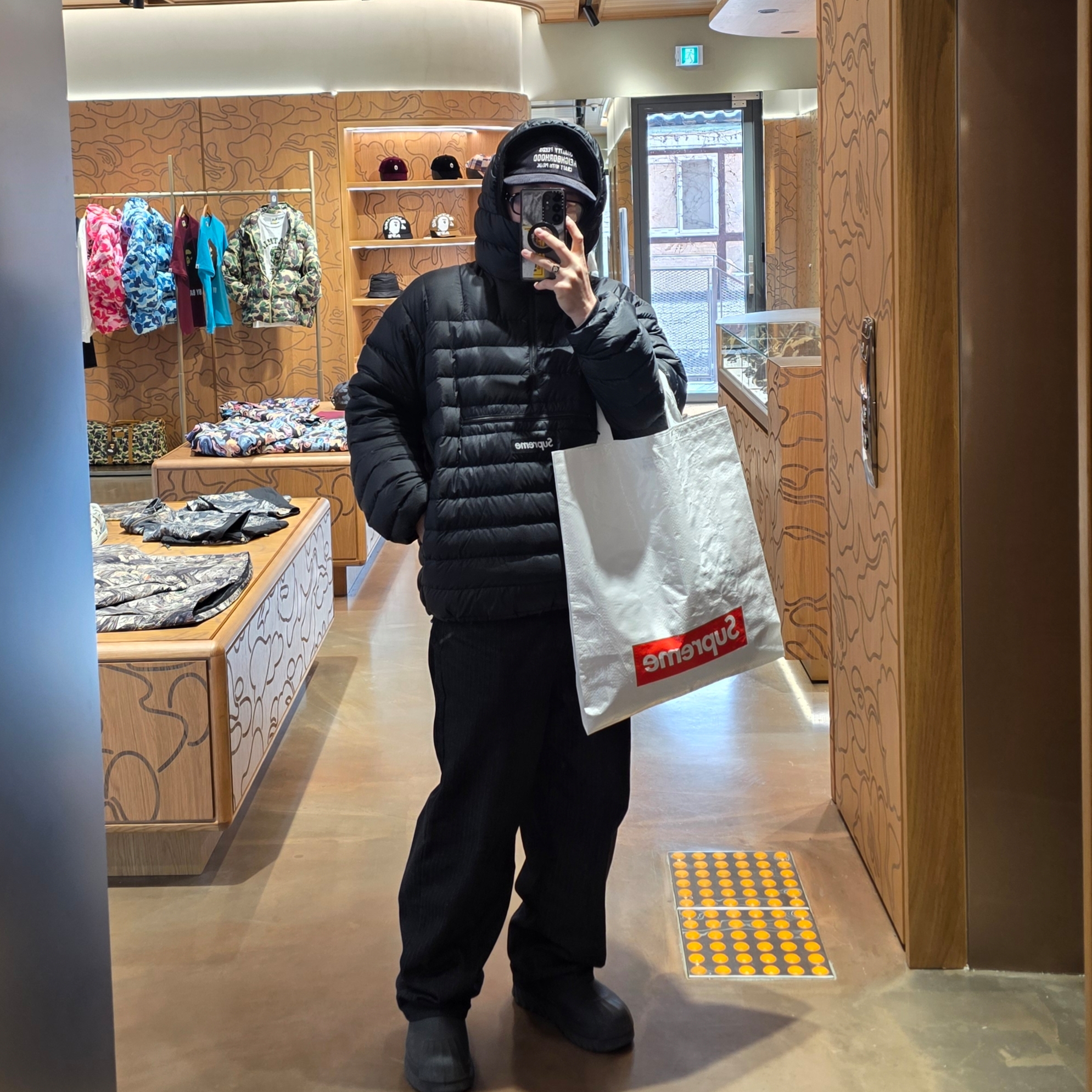 Supreme Micro Down Half Zip Hooded Pullover Black - 23FW, Chrome Hearts Silichrome CH Cross Pendant Black 2022/2023/2025 착용 스타일 - 1