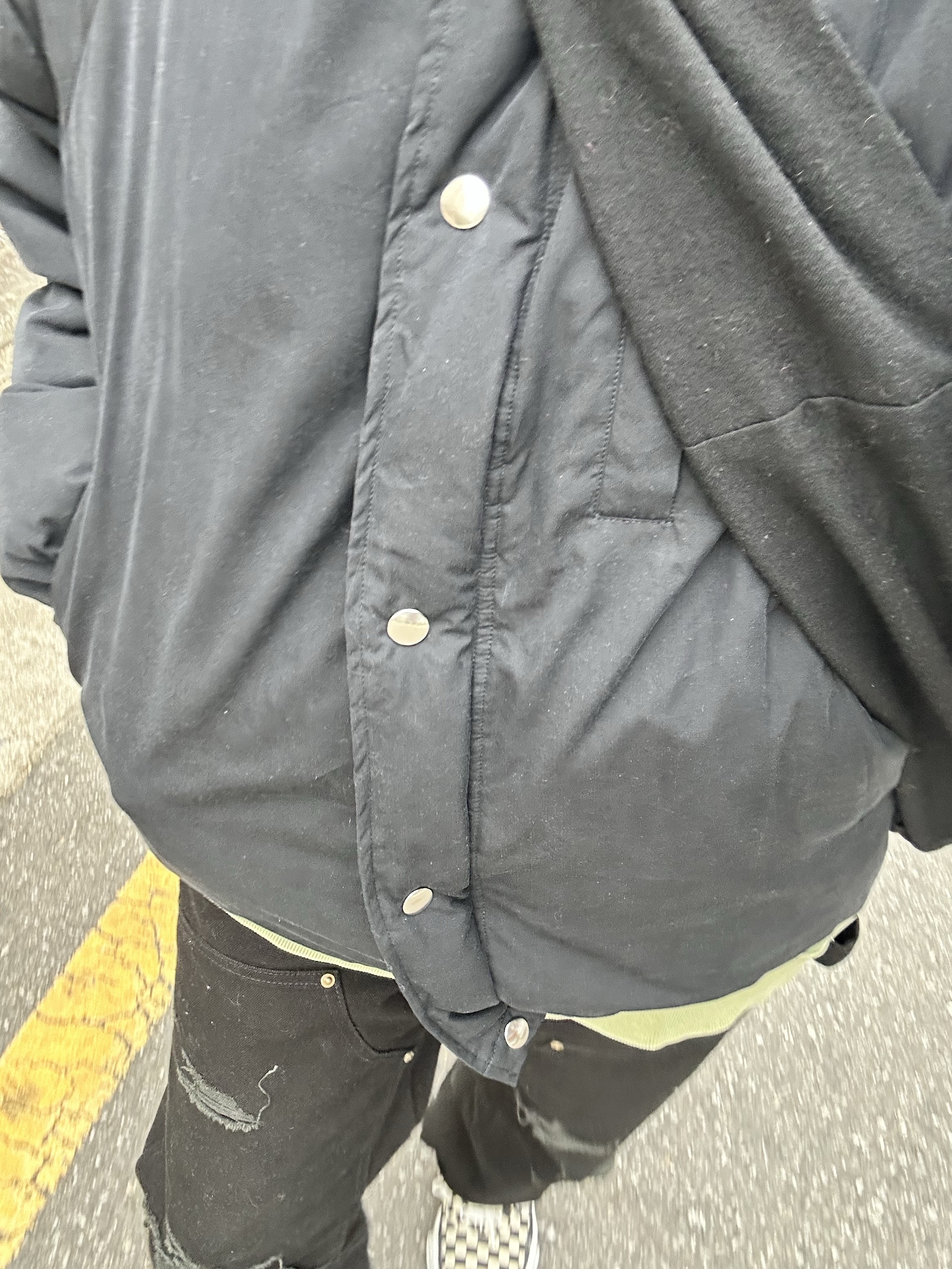 A.Presse Silk Ripstop Ski Down Jacket Black - 25FW, Kamiya Boro Painter Pants Black 착용 스타일 - 1