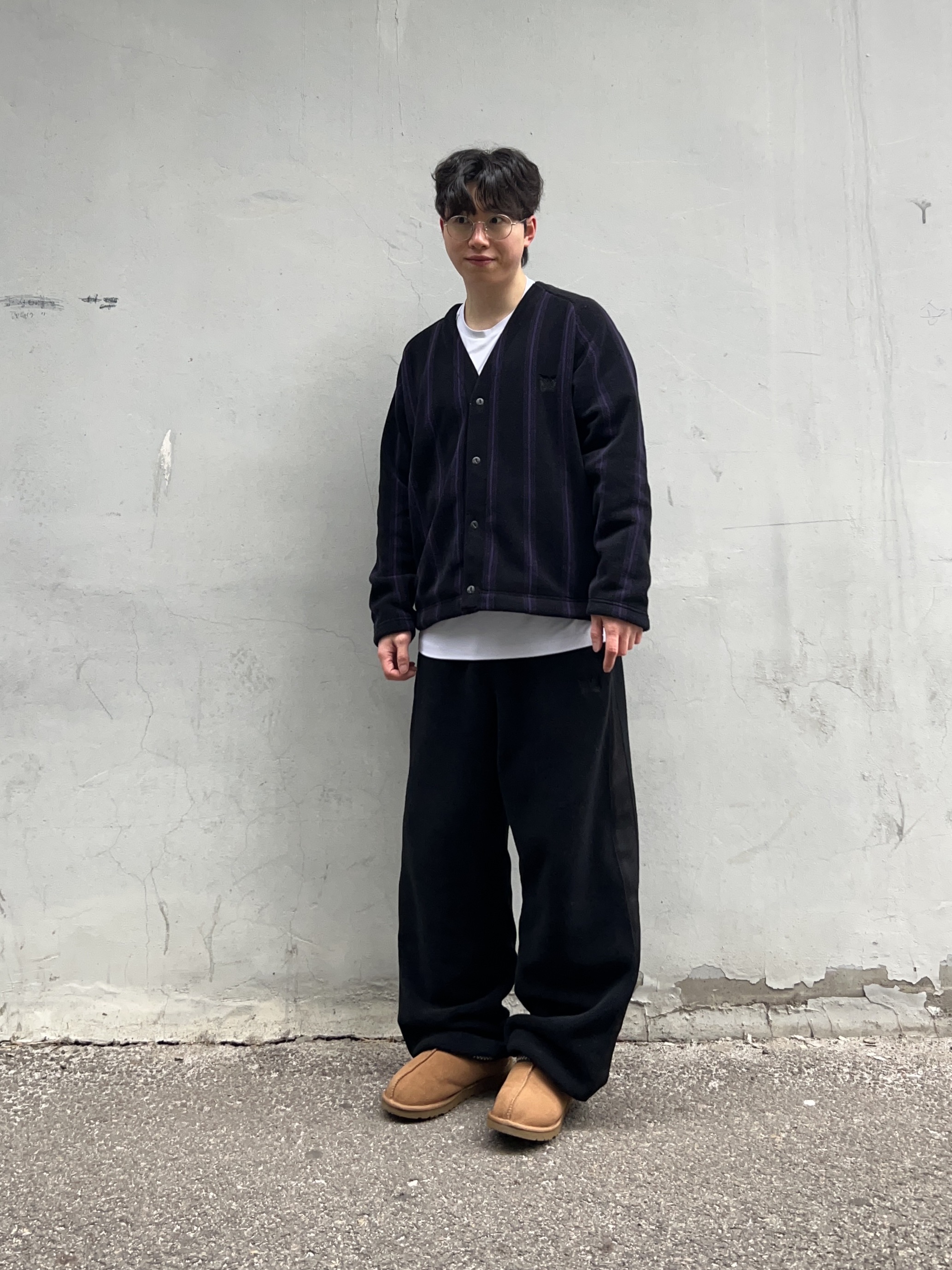 Uniqlo x Needles Fleece Oversized Cardigan Black - KR, Uniqlo x Needles Fleece Wide Pants Black - KR 착용 스타일 - 1