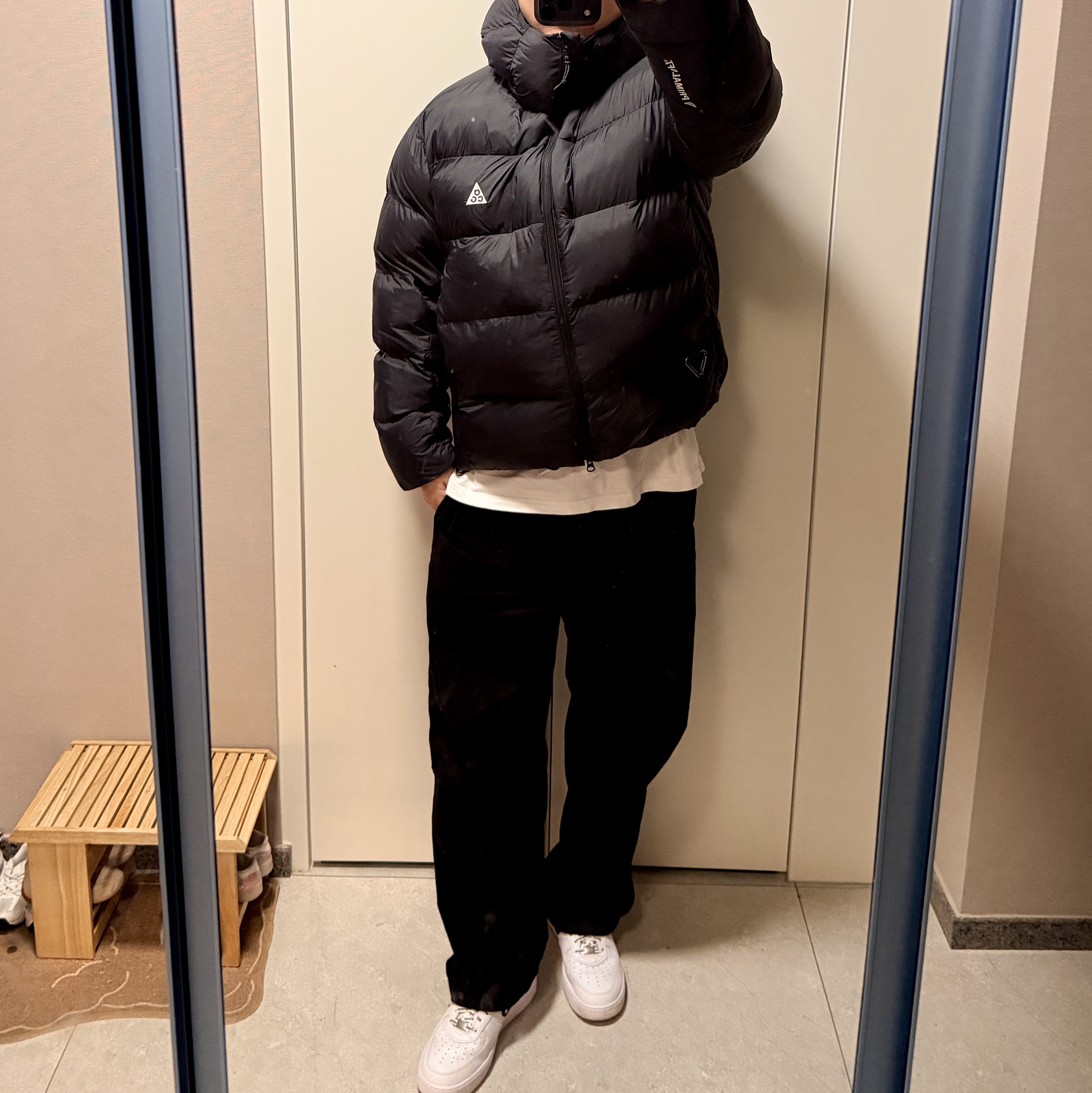 Nike ACG Therma-Fit ADV Lunar Lake Loose Hooded Jacket Black Summit White - Asia, Nike x Supreme x GOODENOUGH Air Force 1 Low White - 25SS 착용 스타일 - 2