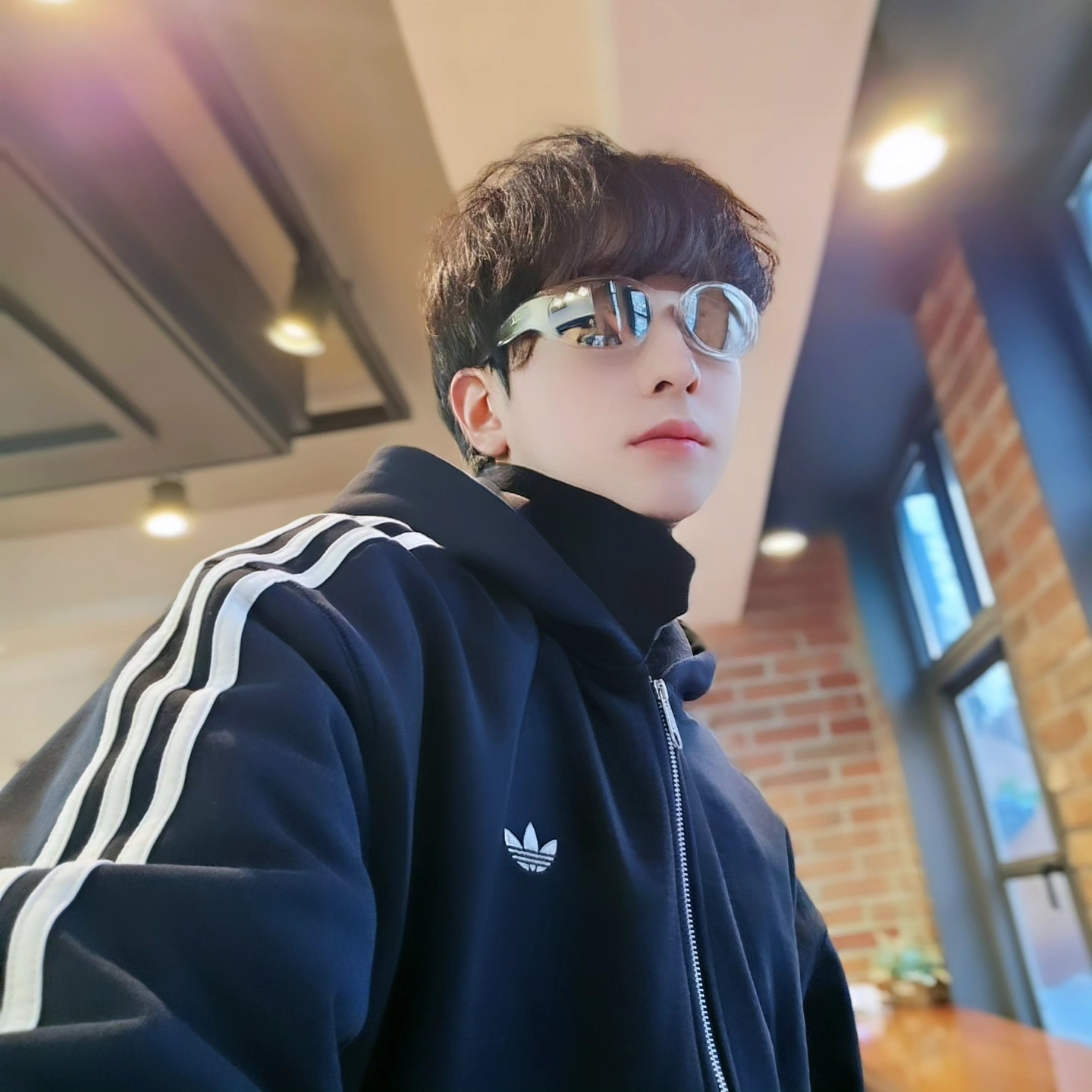 Adidas 3-Stripes Full-Zip Hoodie Black Cream White - KR Sizing, Adidas 3-Stripes Full-Zip Hoodie Black Cream White - US Sizing 착용 스타일 - 5