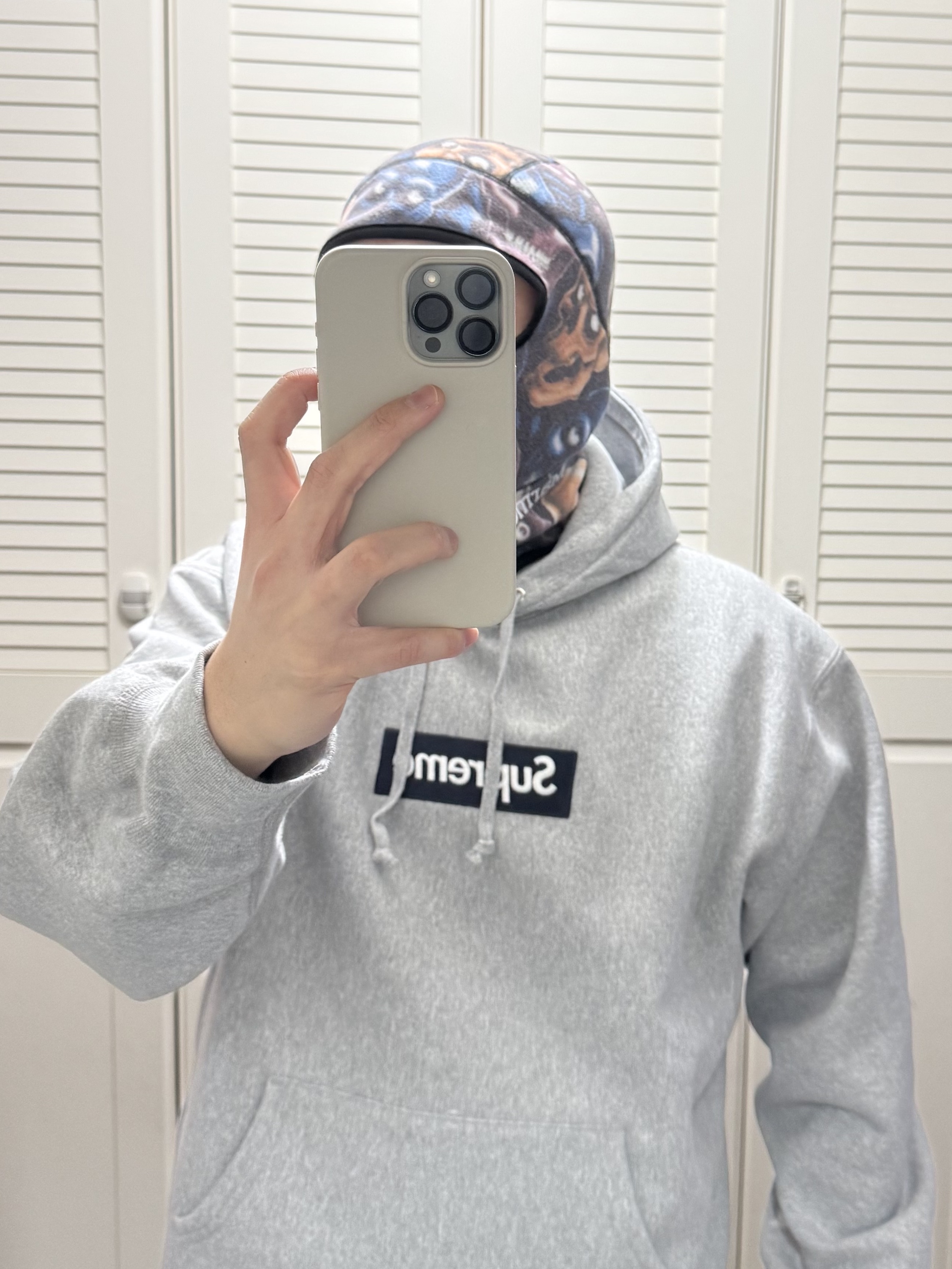 Supreme x Marmot Fleece Balaclava Skull Pile - 25FW, Supreme Box Logo Hooded Sweatshirt Heather Grey - 25FW 착용 스타일