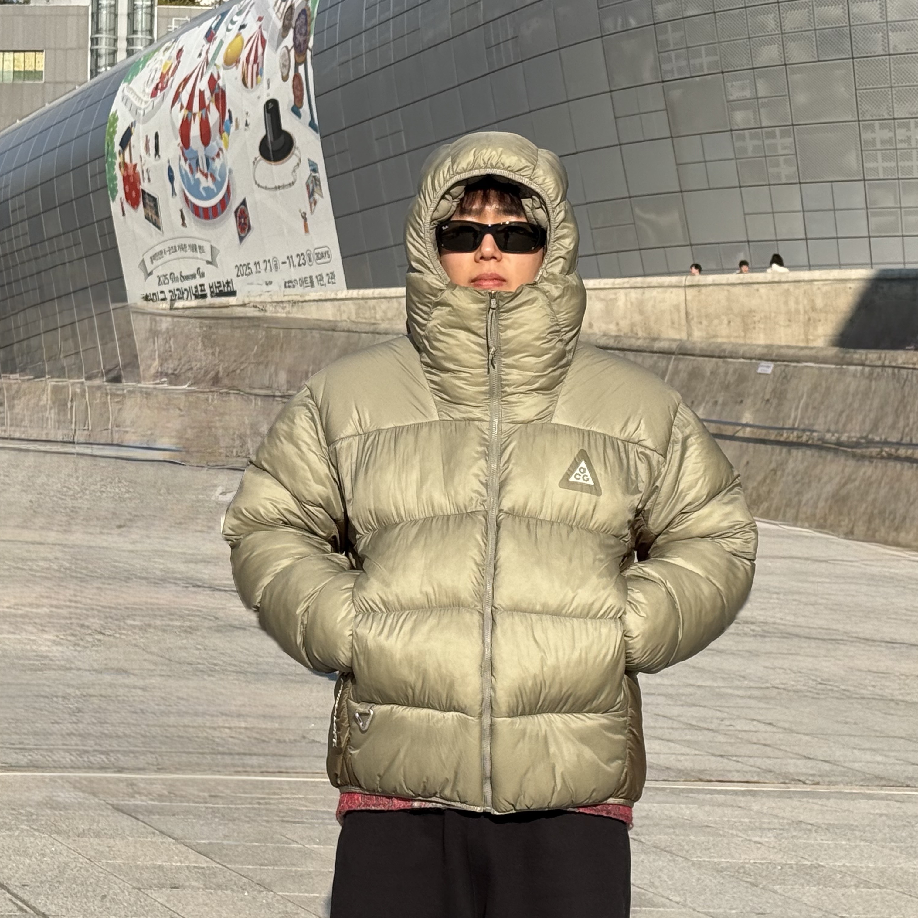 Nike ACG Therma-Fit ADV Lunar Lake Puffer Jacket Light Army - Asia, Ray-Ban DADDY-O II Polished Black Frame Green Classic G-15 Lenses 착용 스타일