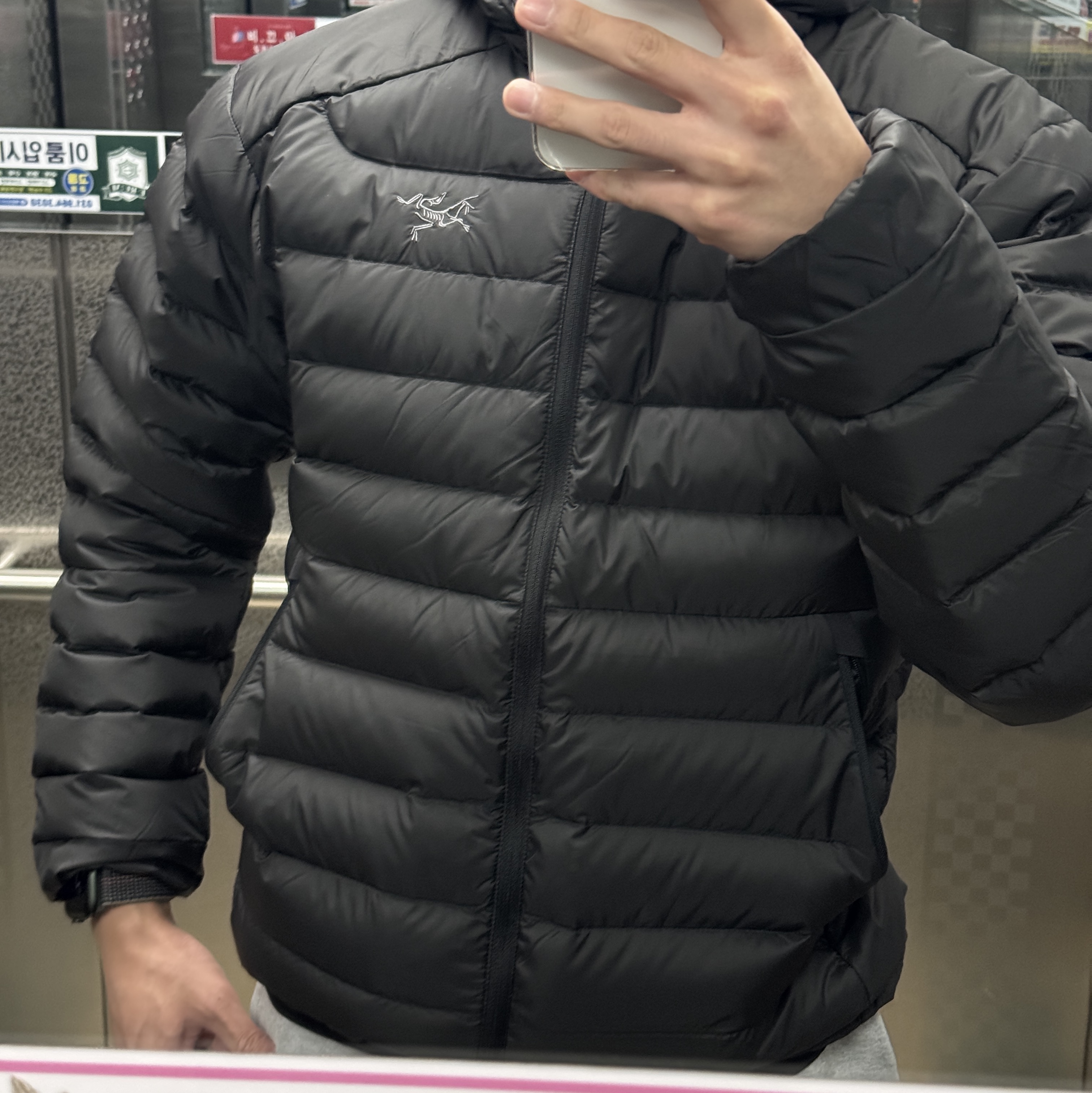 Arc'teryx Cerium Hoody Black 착용 스타일