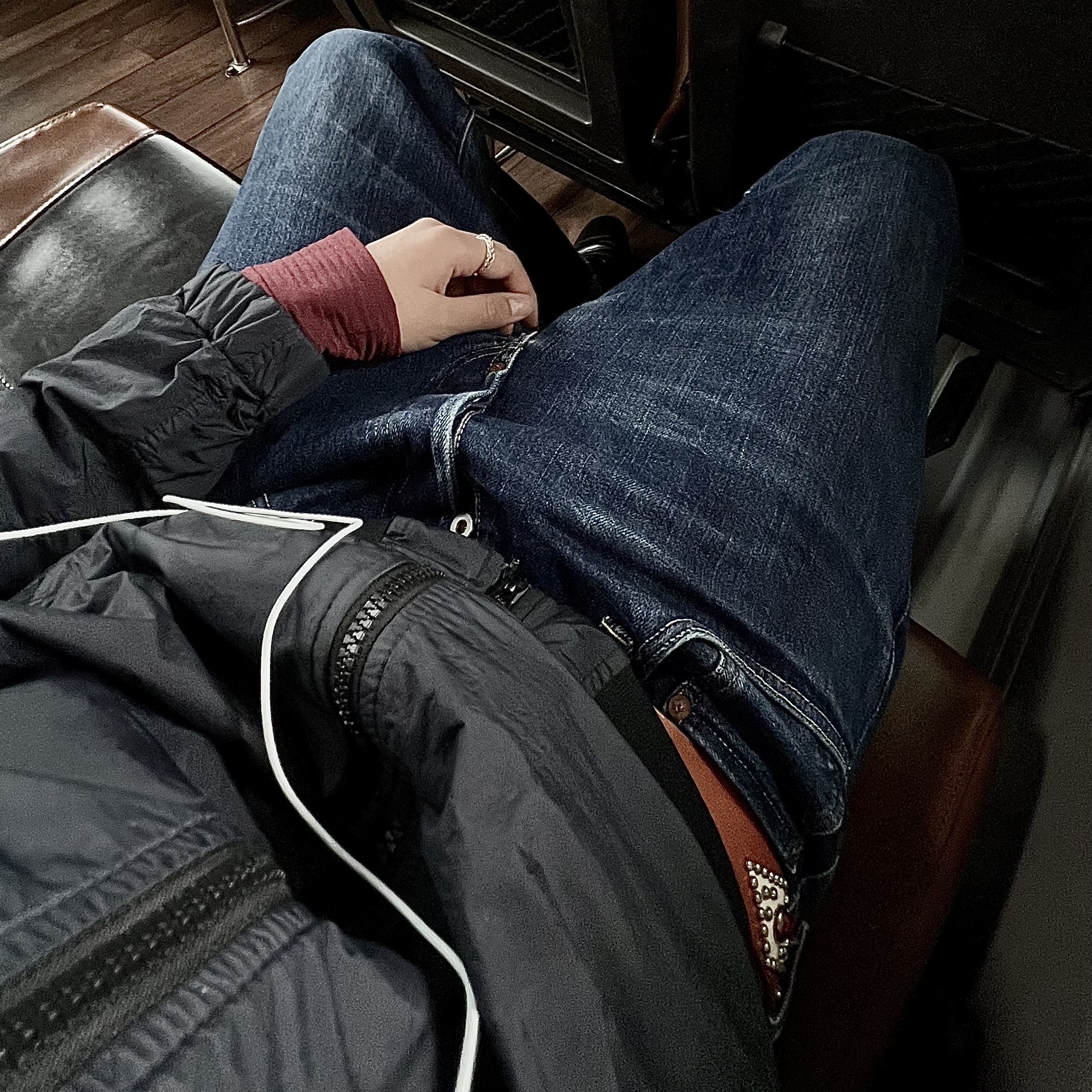 Stone Island 4100037 Crinkle Reps R-NY Wind Resistant Jacket Navy Blue - 25SS, Evisu Daicock Print Baggy Jeans #2000 Ecru 착용 스타일 - 7
