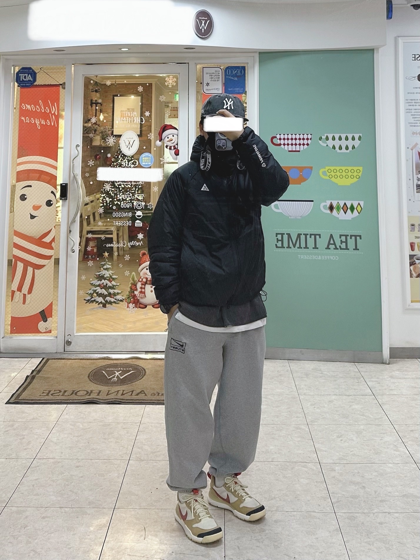 Nike x Tom Sachs Mars Yard Shoe 3.0 Space Camp, Nike x Stussy NRG Fleece Pants Dark Grey Heather (DO9340-063) 착용 스타일
