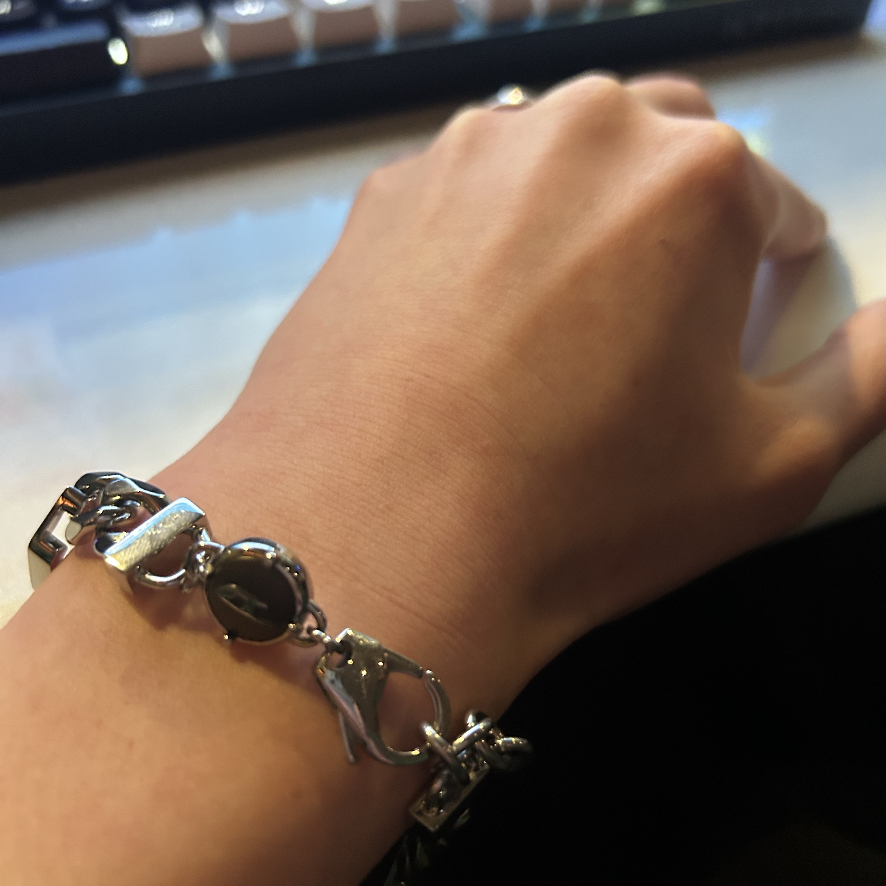 Diesel Dx1351 Stainless Steel Chain Bracelet Silver 착용 스타일