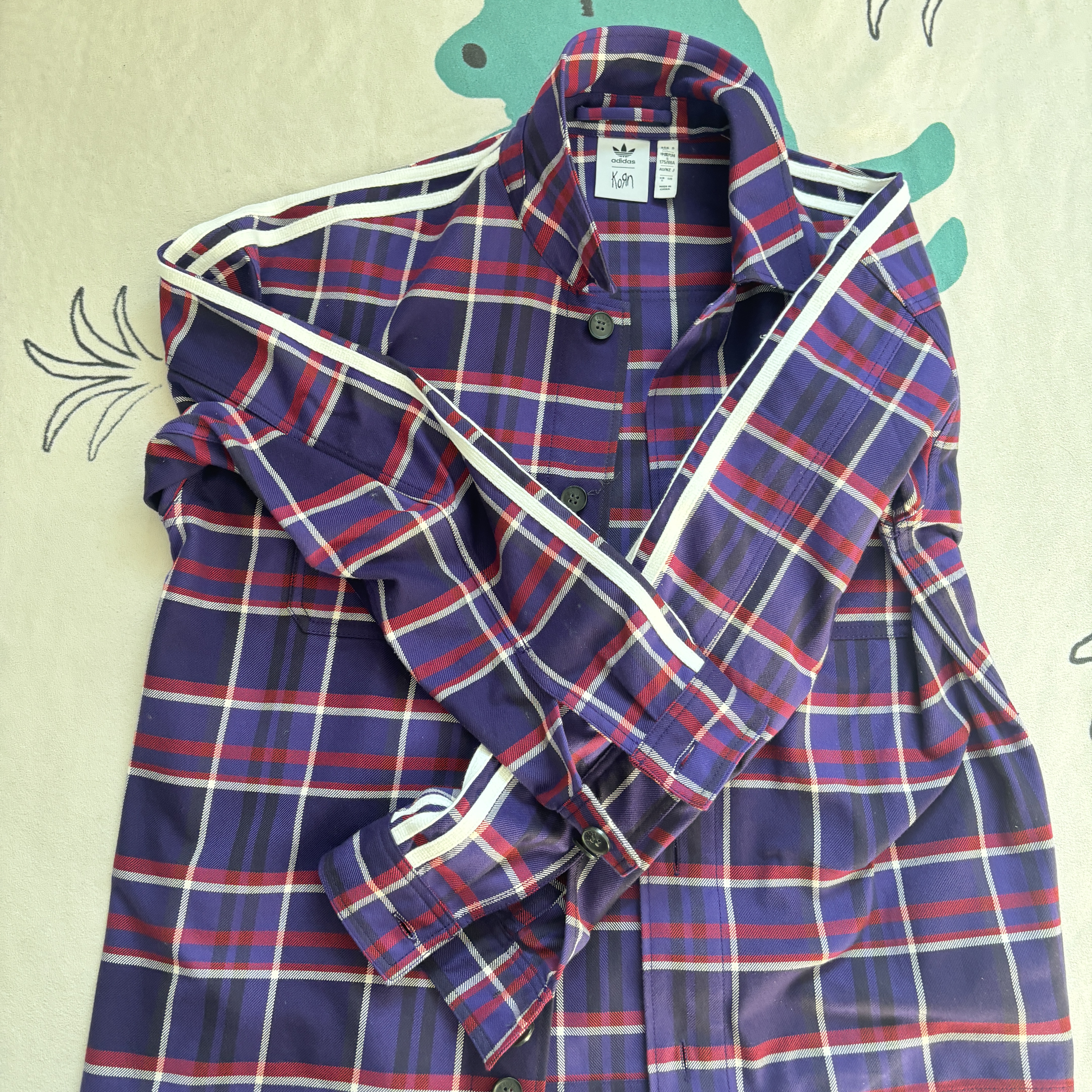 Adidas x KoRn Overshirt Purple - US Sizing 착용 스타일