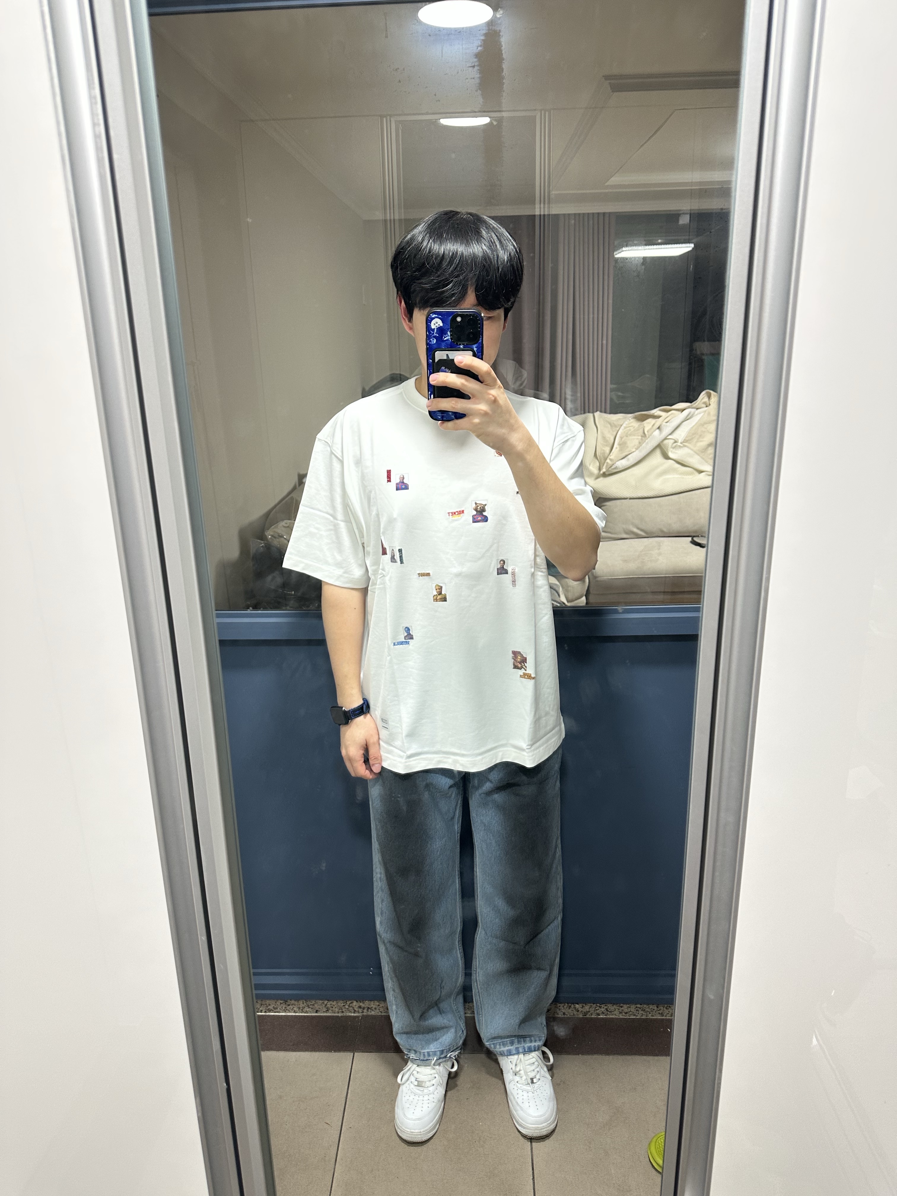 Ader Error x Disney Guardians of the Galaxy  T-Shirt 01 Off White 착용 스타일