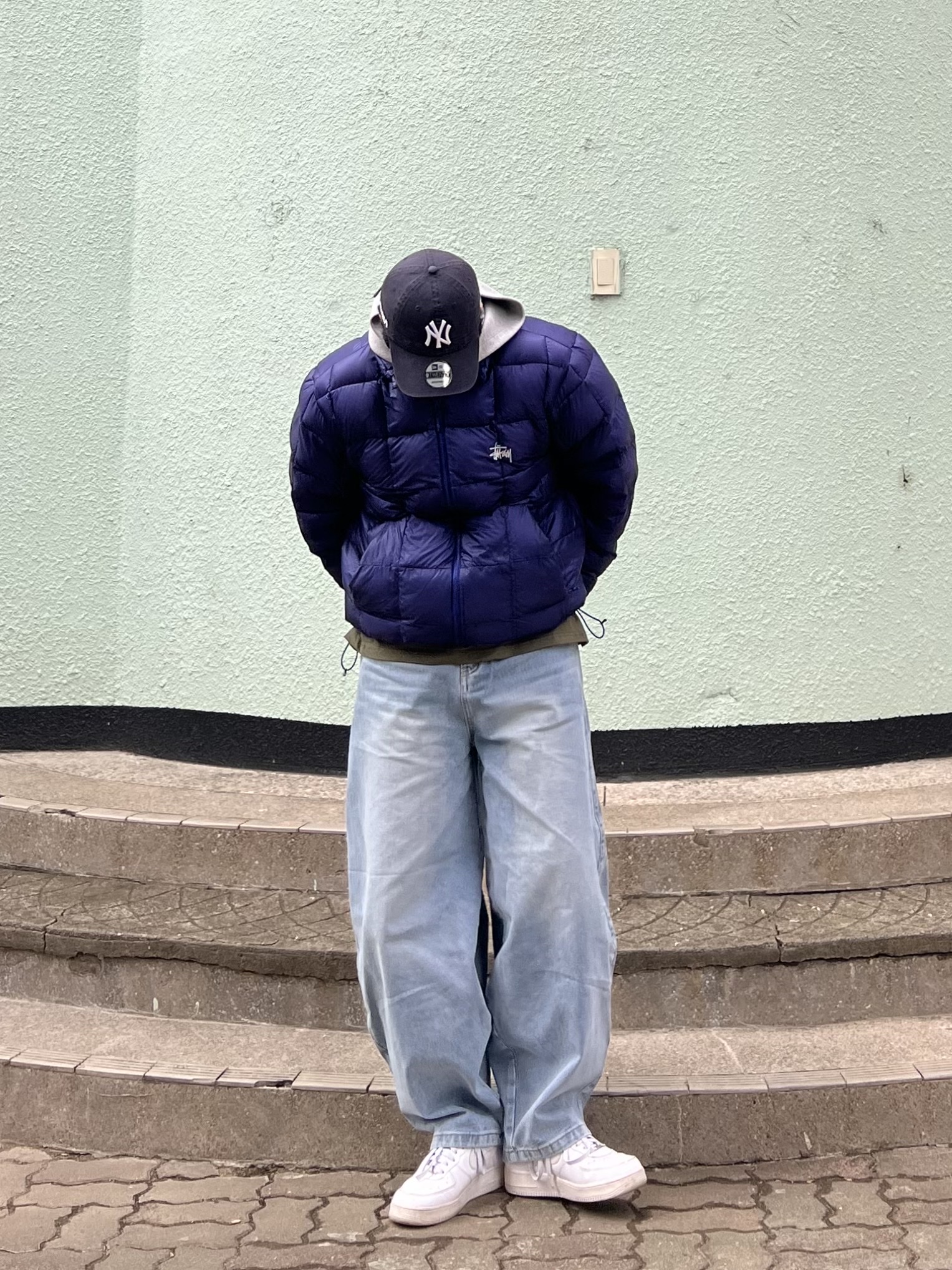 Stussy Midweight Puffer Iris 착용 스타일 - 2