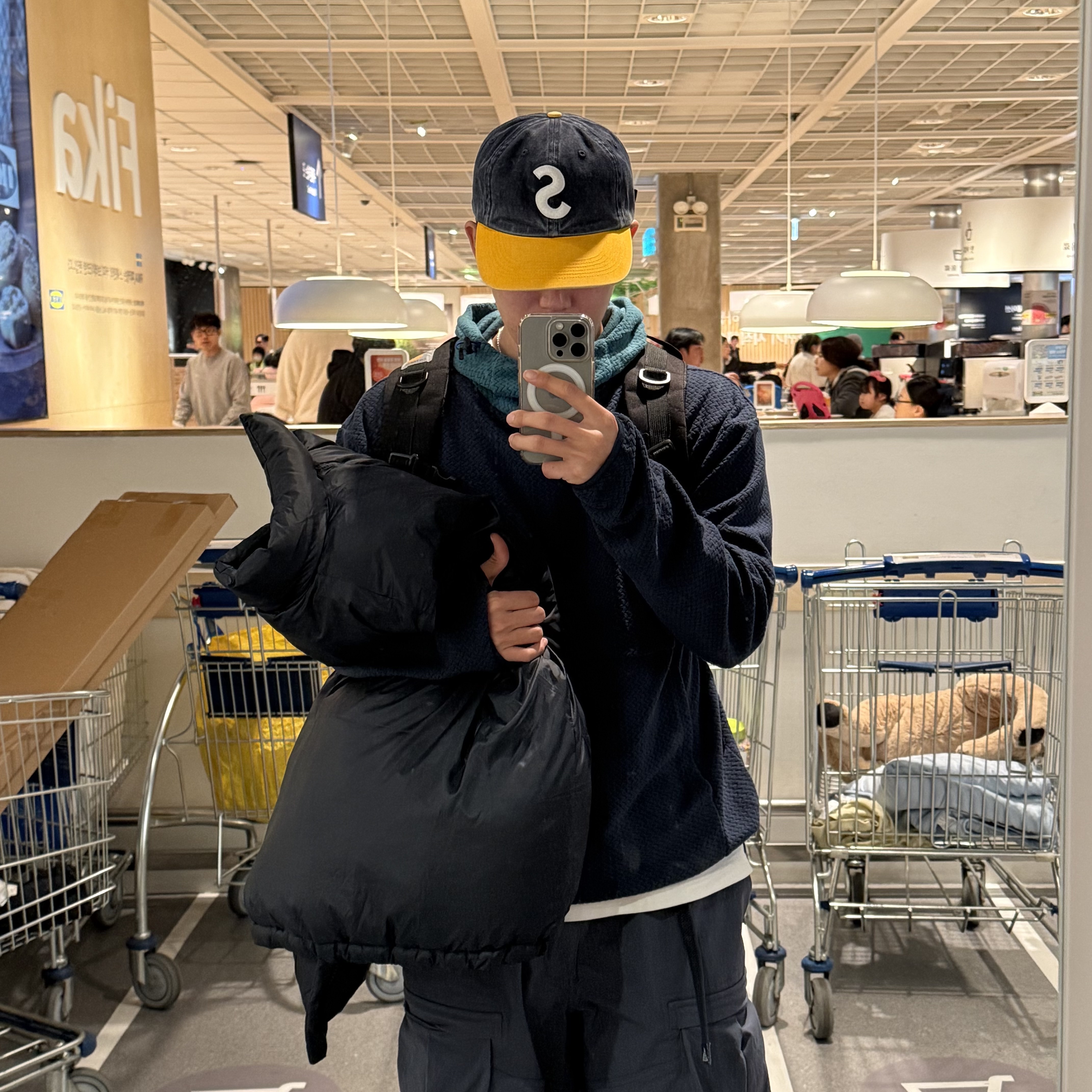 Supreme Pigment Coated 2-Tone S Logo 6-Panel Navy - 25FW 착용 스타일
