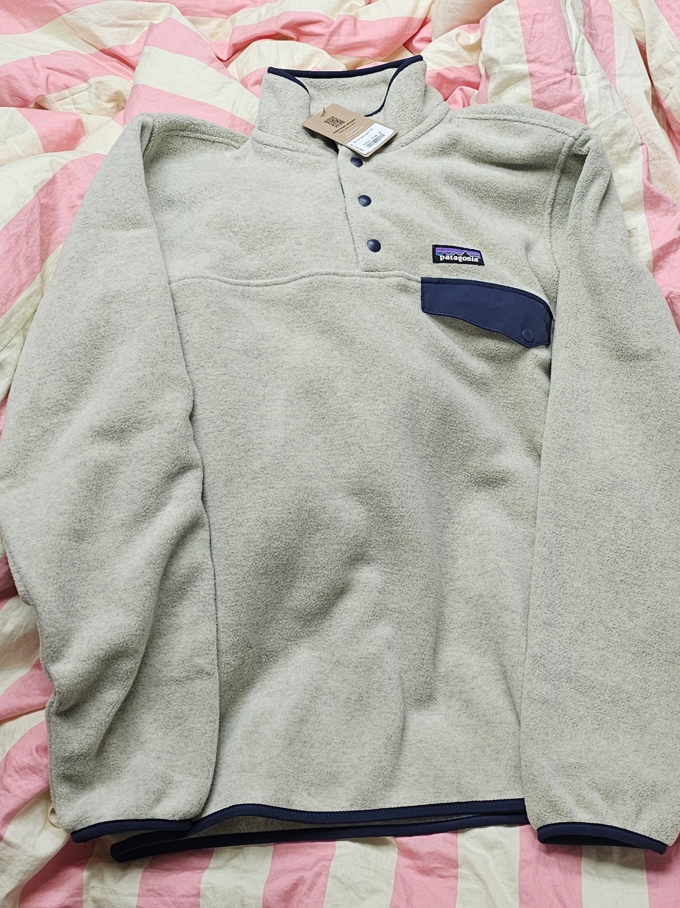Patagonia Synchilla Snap-T Fleece Pullover Oatmeal Heather 착용 스타일 - 2