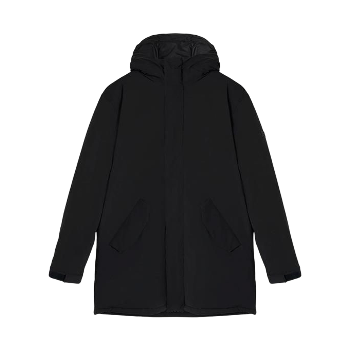 JM02214WQ0045-P198 Maison Kitsune Shell Hooded Long Parka Black