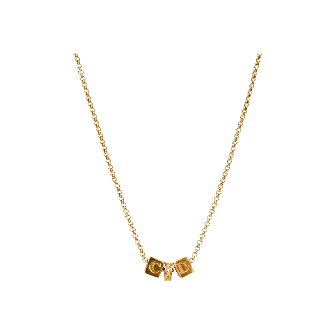 ITR9EFRHFOOC Dior Cube CD Gold Necklace A-B44911