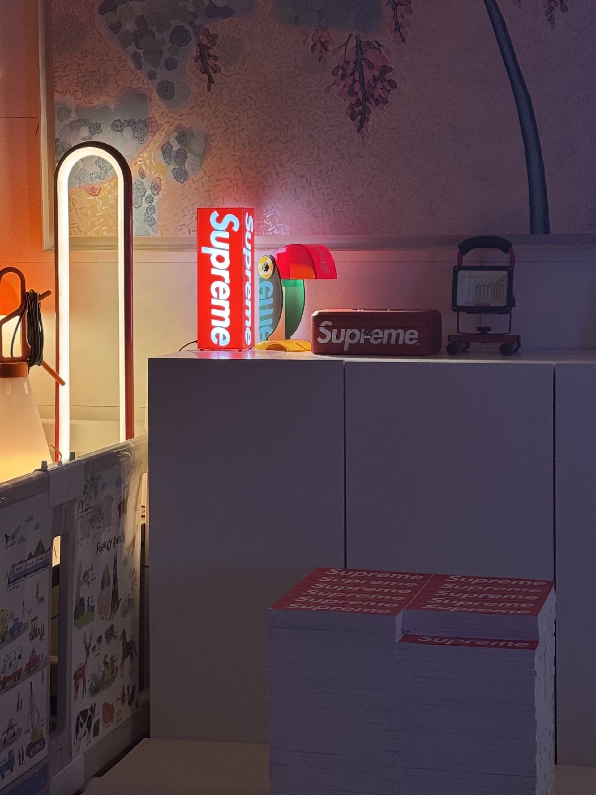 Supreme Box Logo Lamp Red (Korean Ver.) - 23FW, Supreme x Linea Zero Toucan Lamp Multicolor - 24SS 착용 스타일