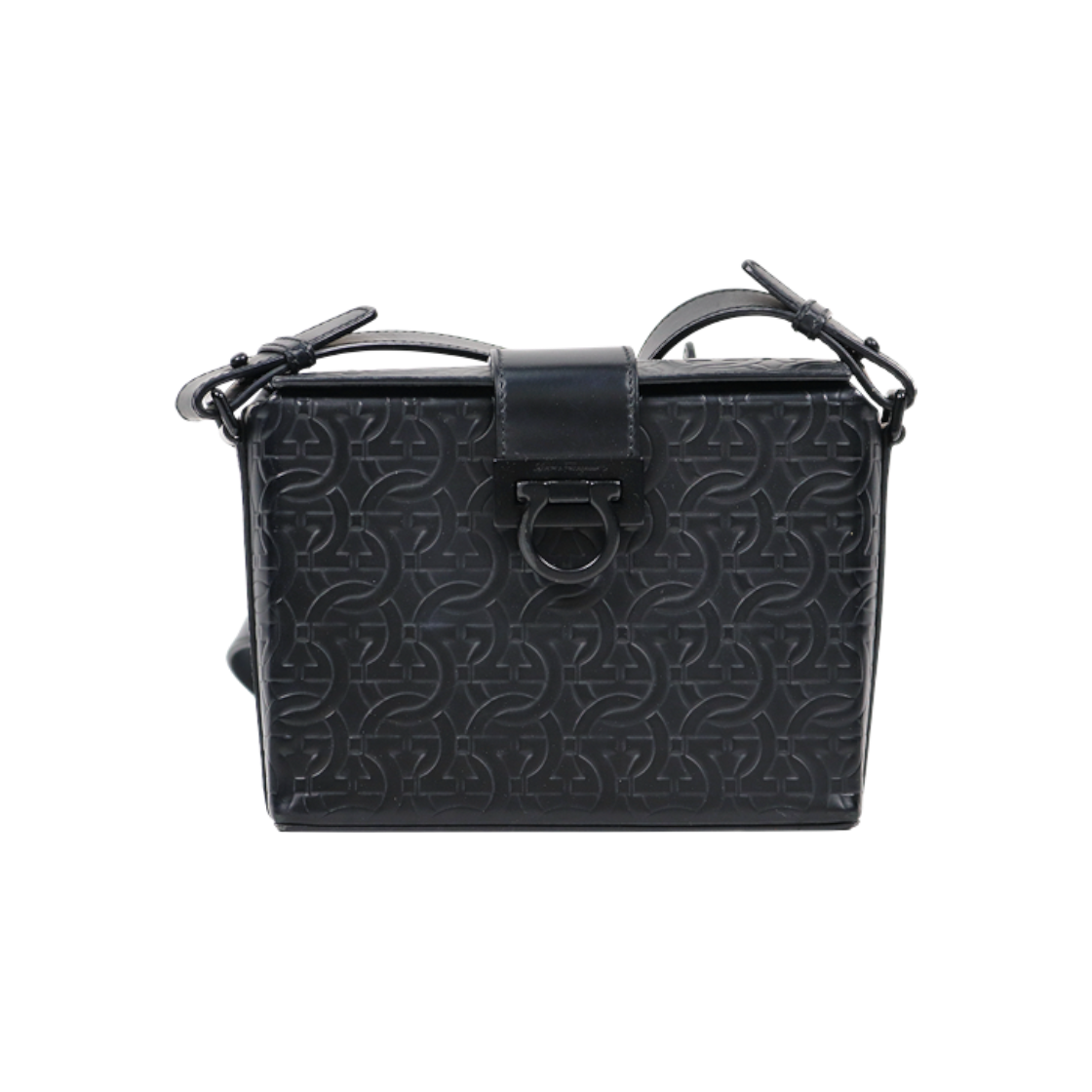 ITEQGLMUVHP4 Salvatore Ferragamo Black Gancini Embossed Crossbody Bag C-A43714