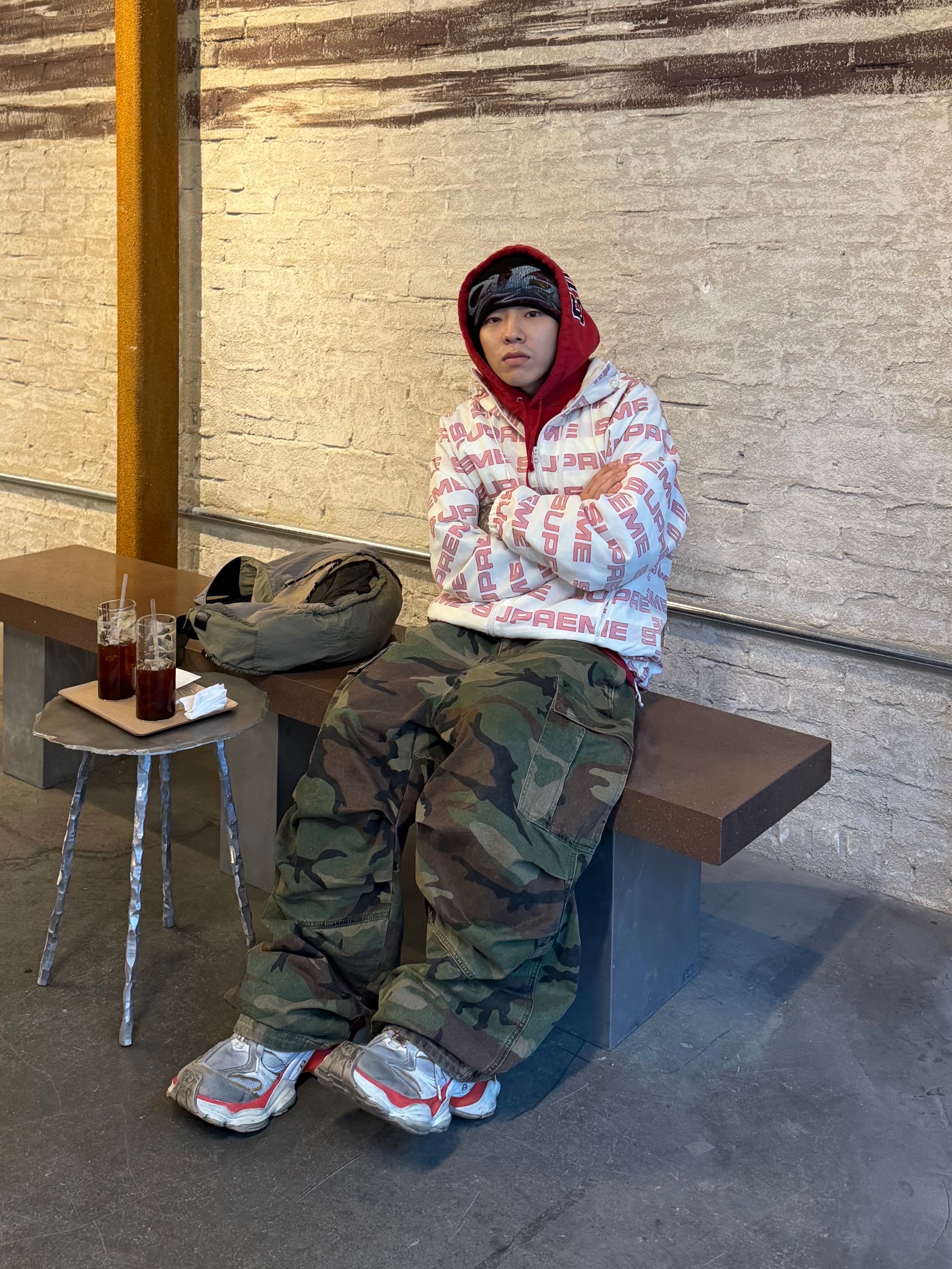 Balenciaga Cargo Sneakers Beige Grey Red, NOD Stone Washed Cargo Pants Camo 착용 스타일 - 6